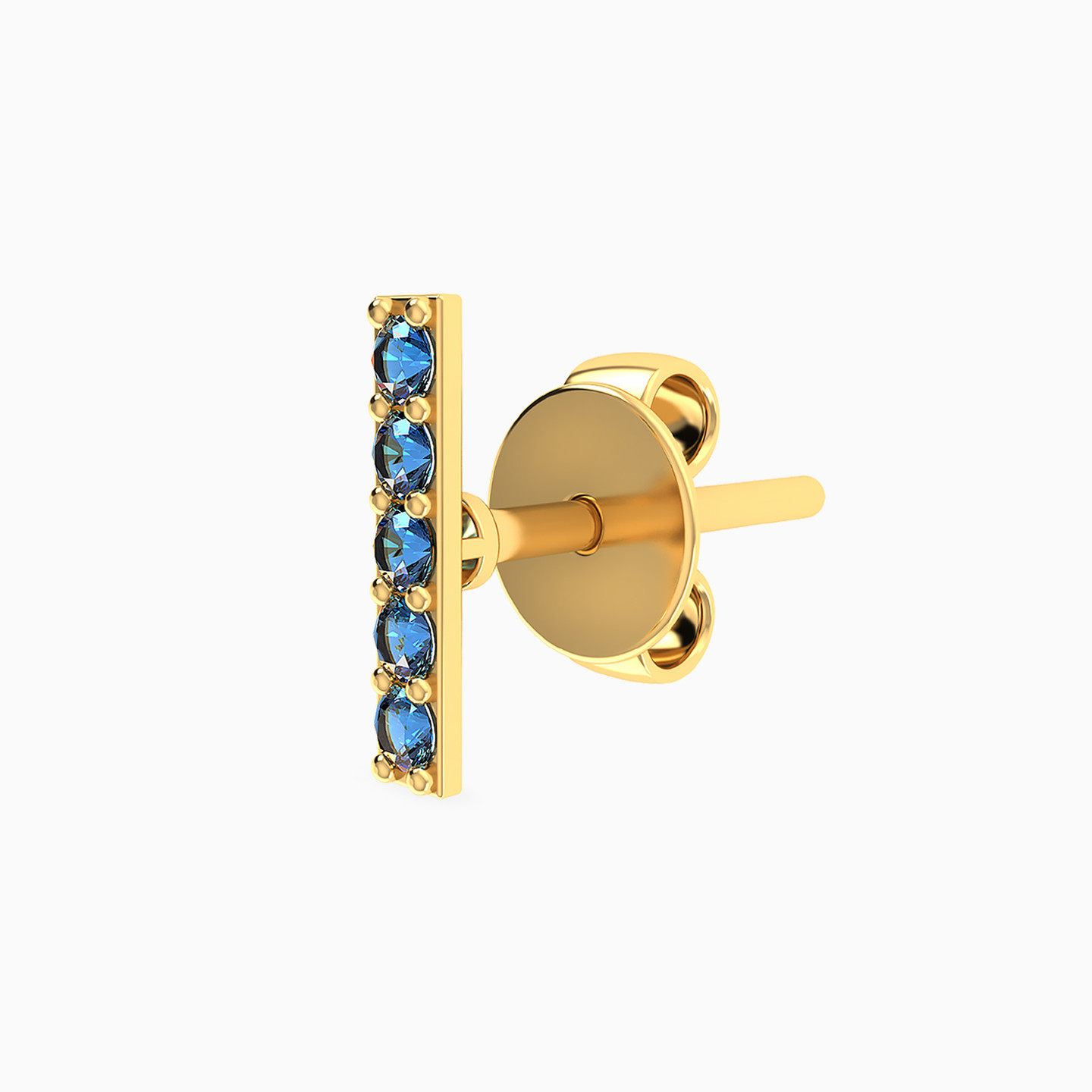 Bar Blue Stone Stud Earrings in 18K Gold - 4 Bar Blue Stone Stud Earrings in 18K Gold - 4