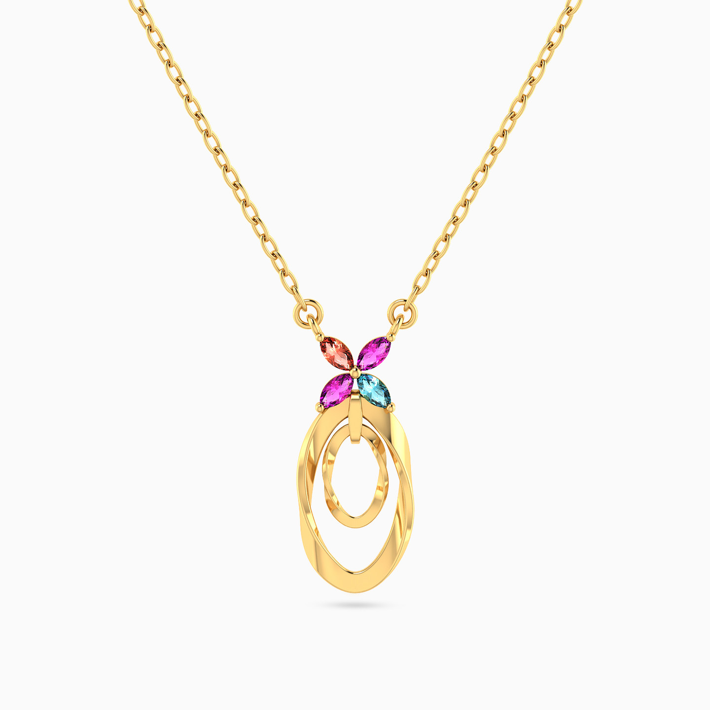 Oval Colored Stones Necklace in 18K Gold Oval Colored Stones Necklace in 18K Gold