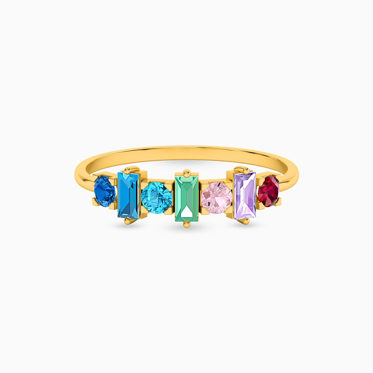 18K Gold Colored Stones Statement Ring