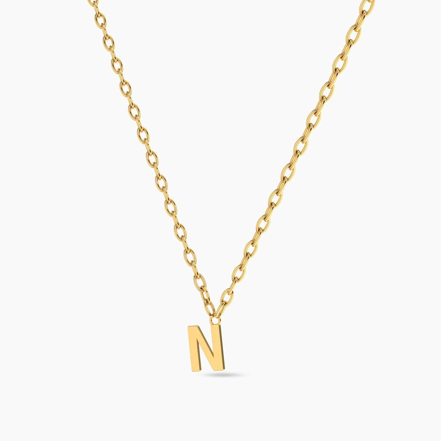 Kids Letter N Necklace in 18K Gold - 2