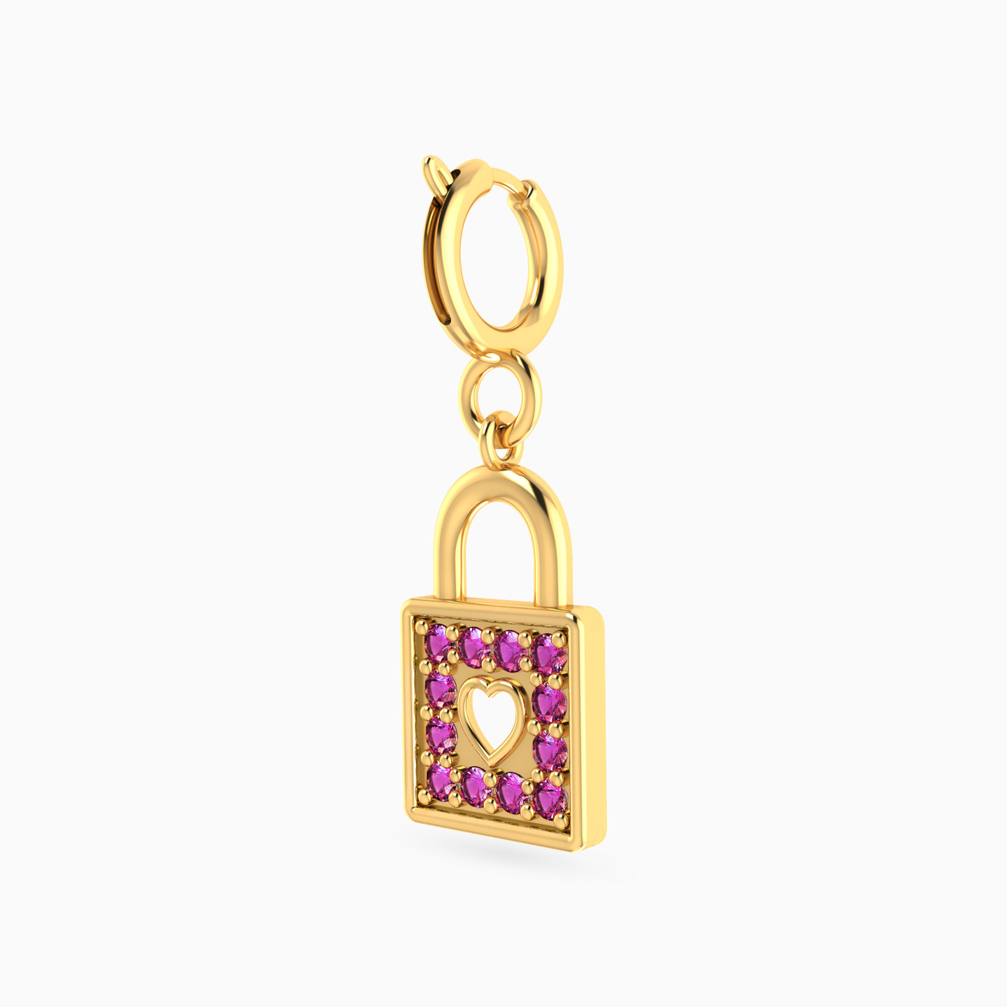 Padlock Rose Stone Charm in 18K Gold - 2 Padlock Rose Stone Charm in 18K Gold - 2