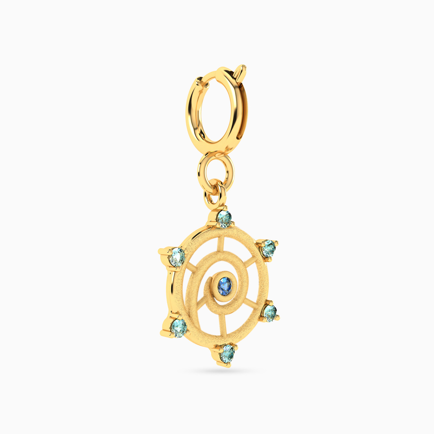 دلاية ذهب دفة عيار 18 قيراط مزينة بحجر أخضر - 3 دلاية ذهب دفة عيار 18 قيراط مزينة بحجر أخضر - 3