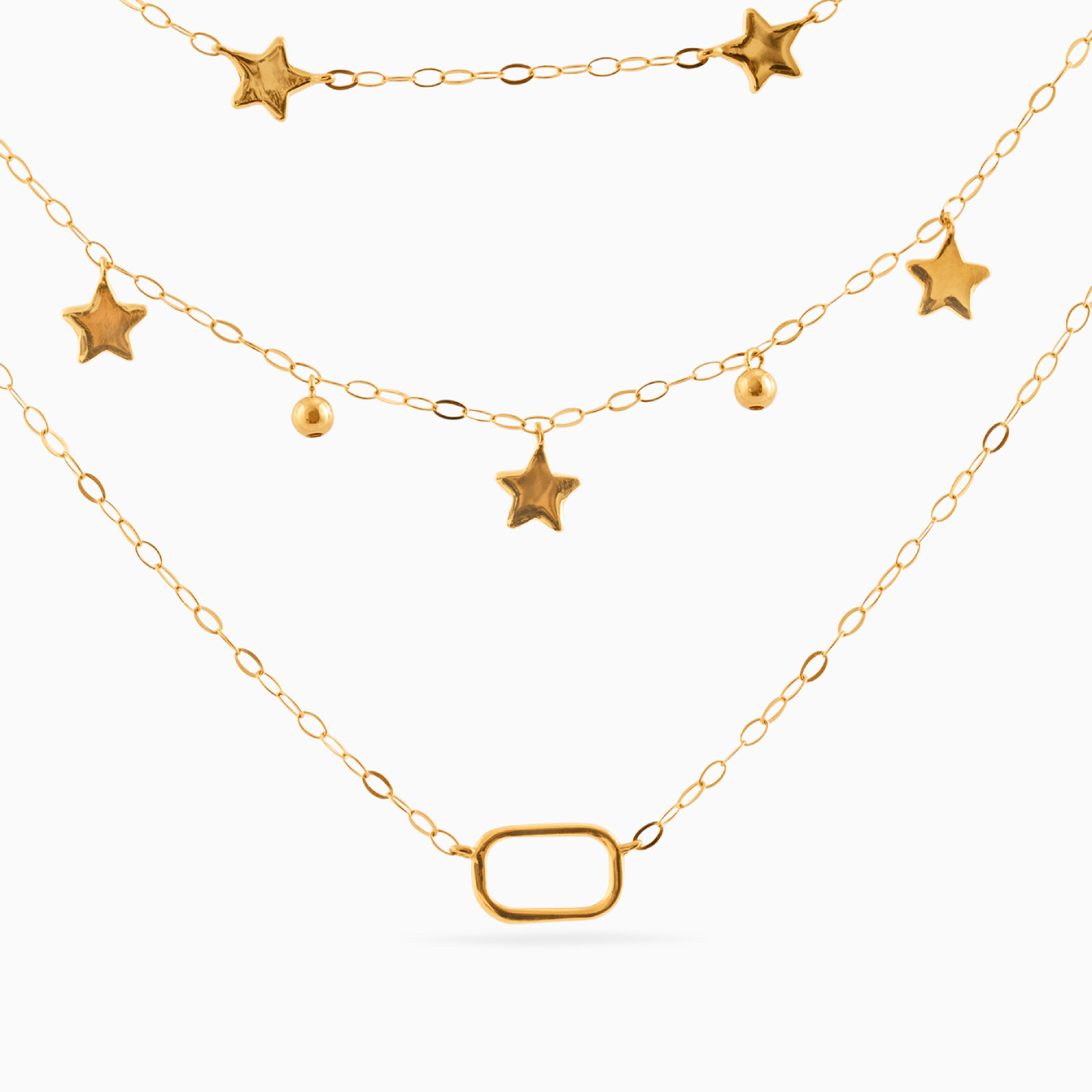 Star Layered Necklace in 18K Gold - 2 Star Layered Necklace in 18K Gold - 2