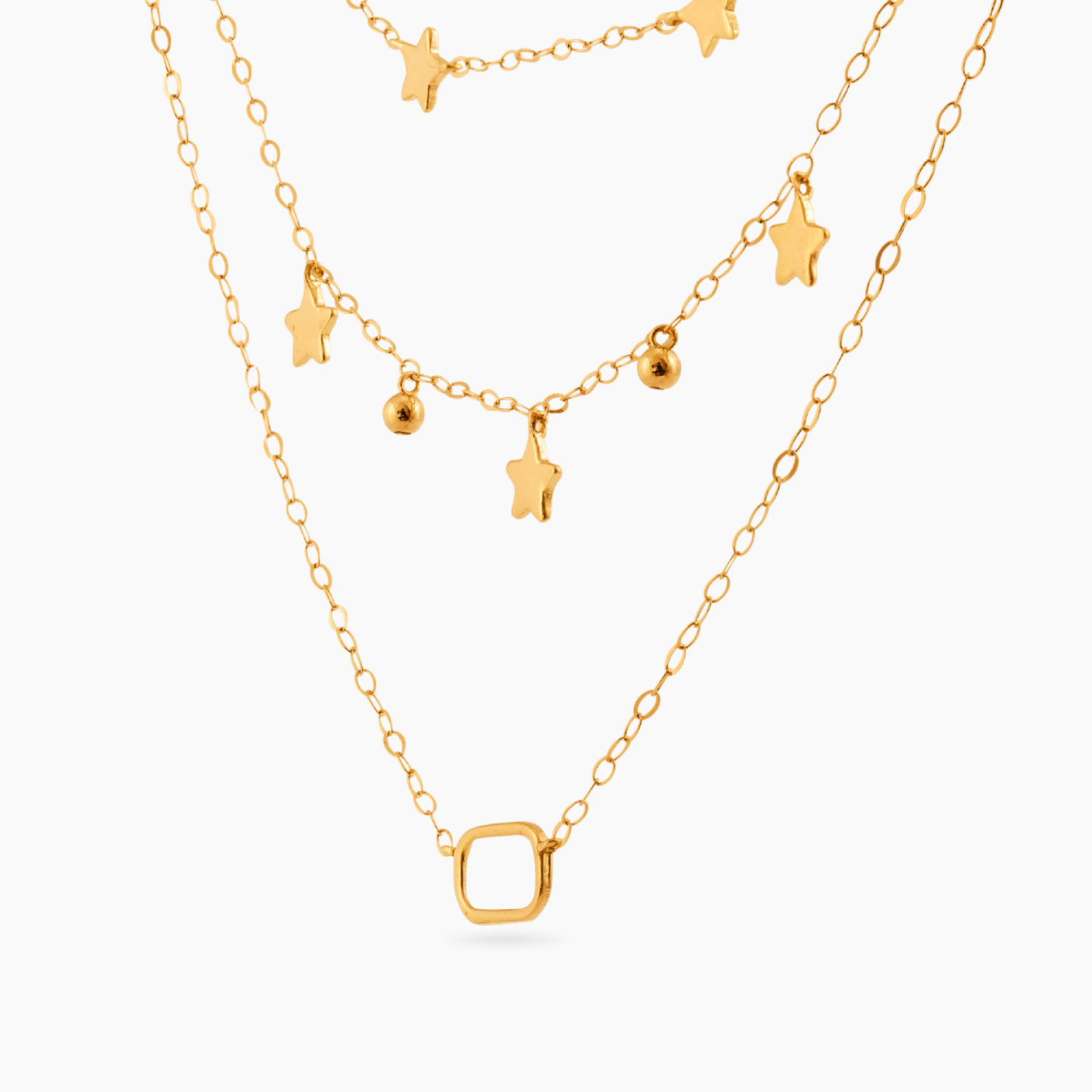 Star Layered Necklace in 18K Gold - 3 Star Layered Necklace in 18K Gold - 3