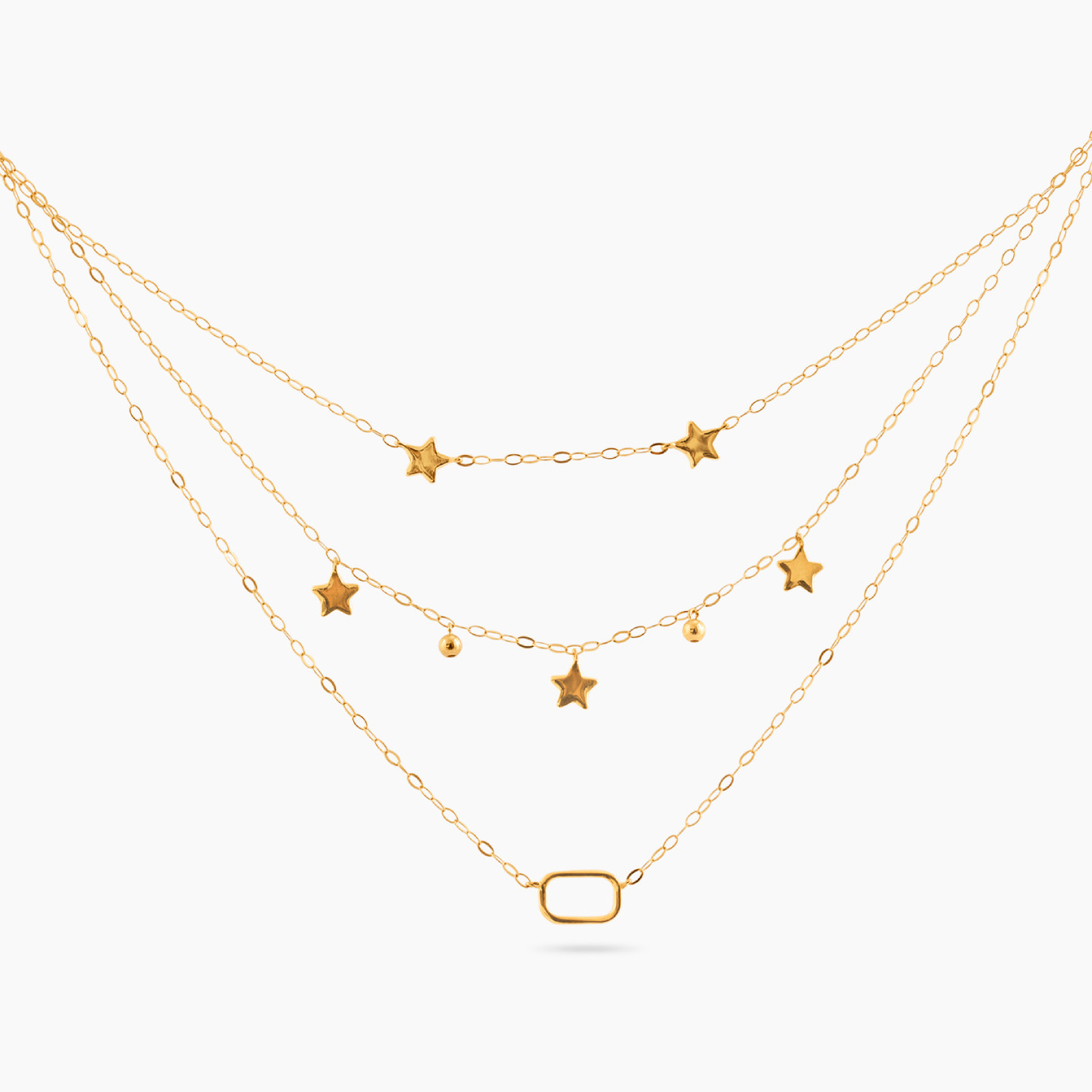 Star Layered Necklace in 18K Gold - 4 Star Layered Necklace in 18K Gold - 4