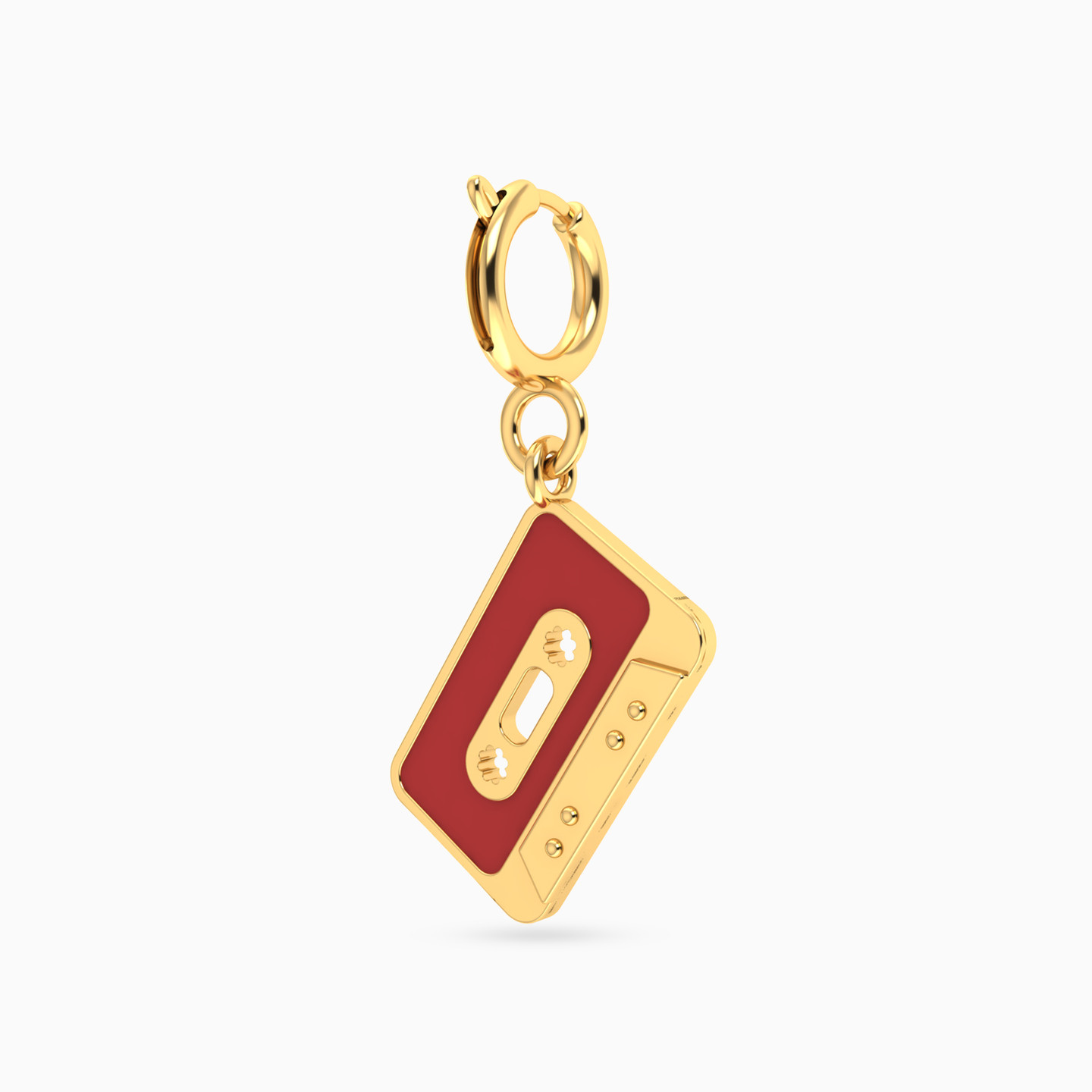 Cassette tape Enamel Coated Charm in 18K Gold - 2 Cassette tape Enamel Coated Charm in 18K Gold - 2