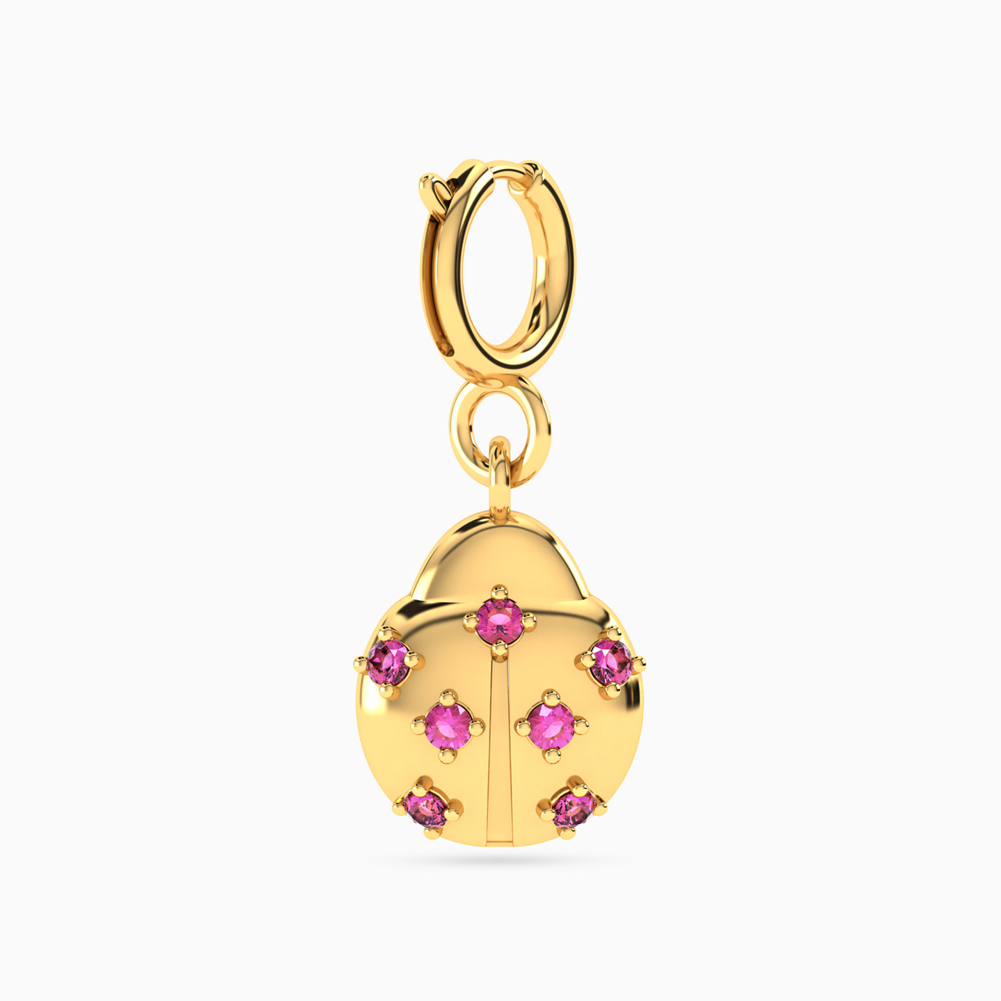 دلاية ذهب دعسوقة عيار 18 قيراط مزينة بحجر وردي دلاية ذهب دعسوقة عيار 18 قيراط مزينة بحجر وردي