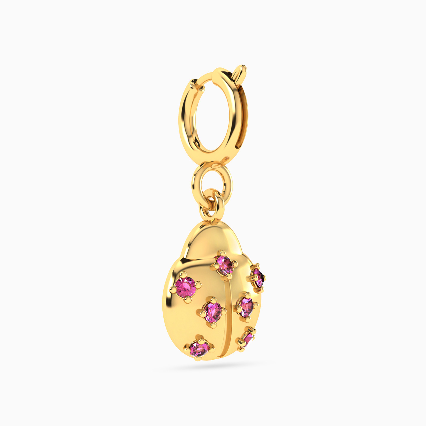 دلاية ذهب دعسوقة عيار 18 قيراط مزينة بحجر وردي - 3 دلاية ذهب دعسوقة عيار 18 قيراط مزينة بحجر وردي - 3