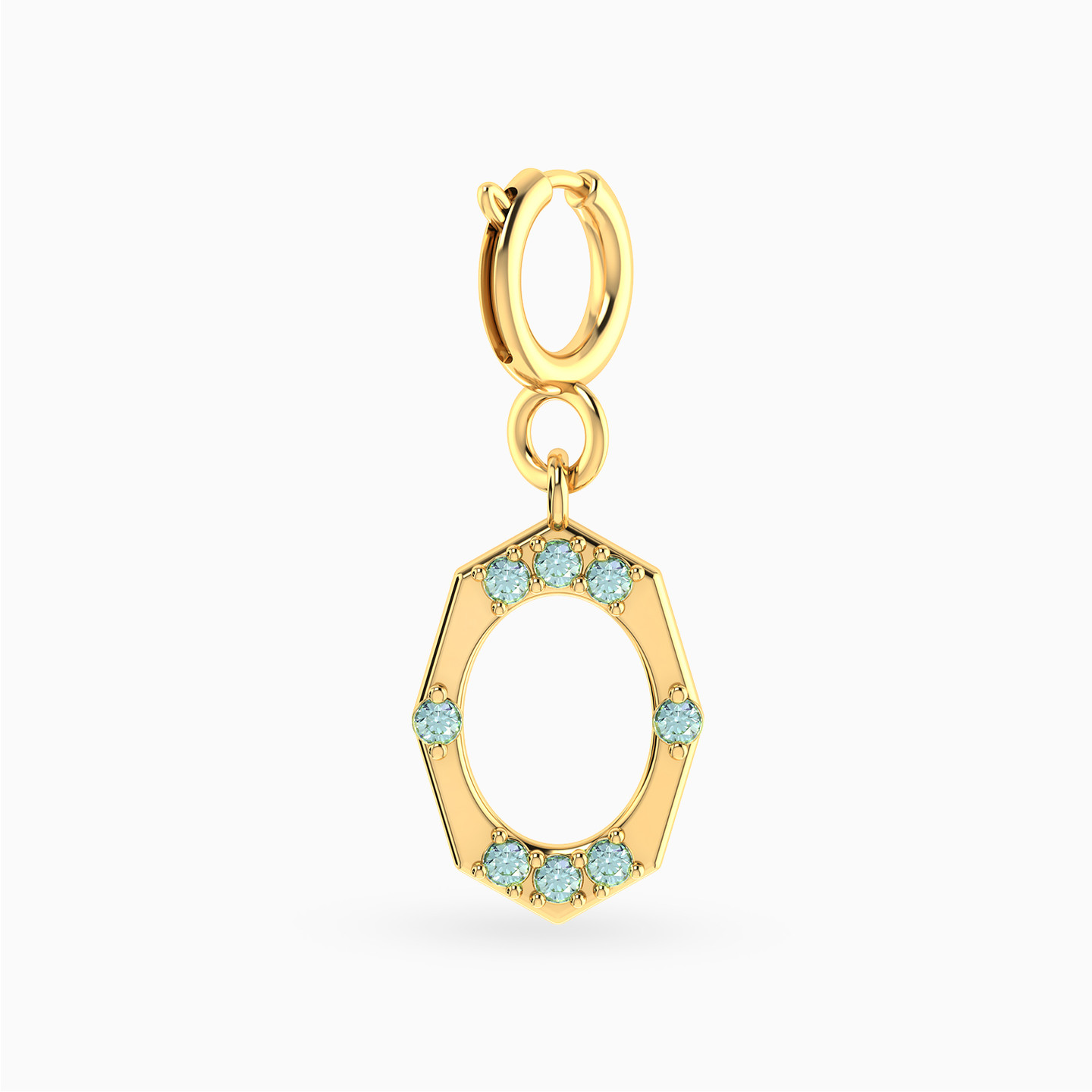 Hexagon Turquoise Stones Charm in 18K Gold - 2 Hexagon Turquoise Stones Charm in 18K Gold - 2