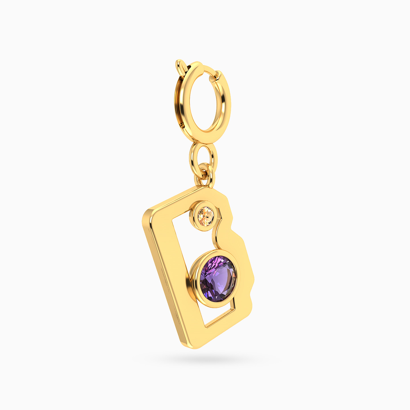 Camera Purple Stone Charm in 18K Gold - 3 Camera Purple Stone Charm in 18K Gold - 3