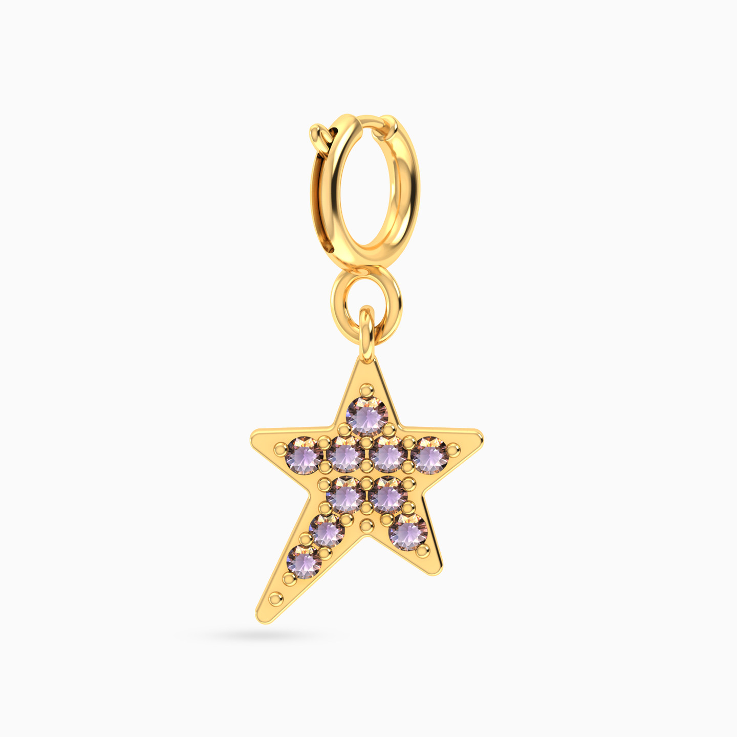 دلاية ذهب نجمة عيار 18 قيراط مزينة بحجر بنفسجي دلاية ذهب نجمة عيار 18 قيراط مزينة بحجر بنفسجي
