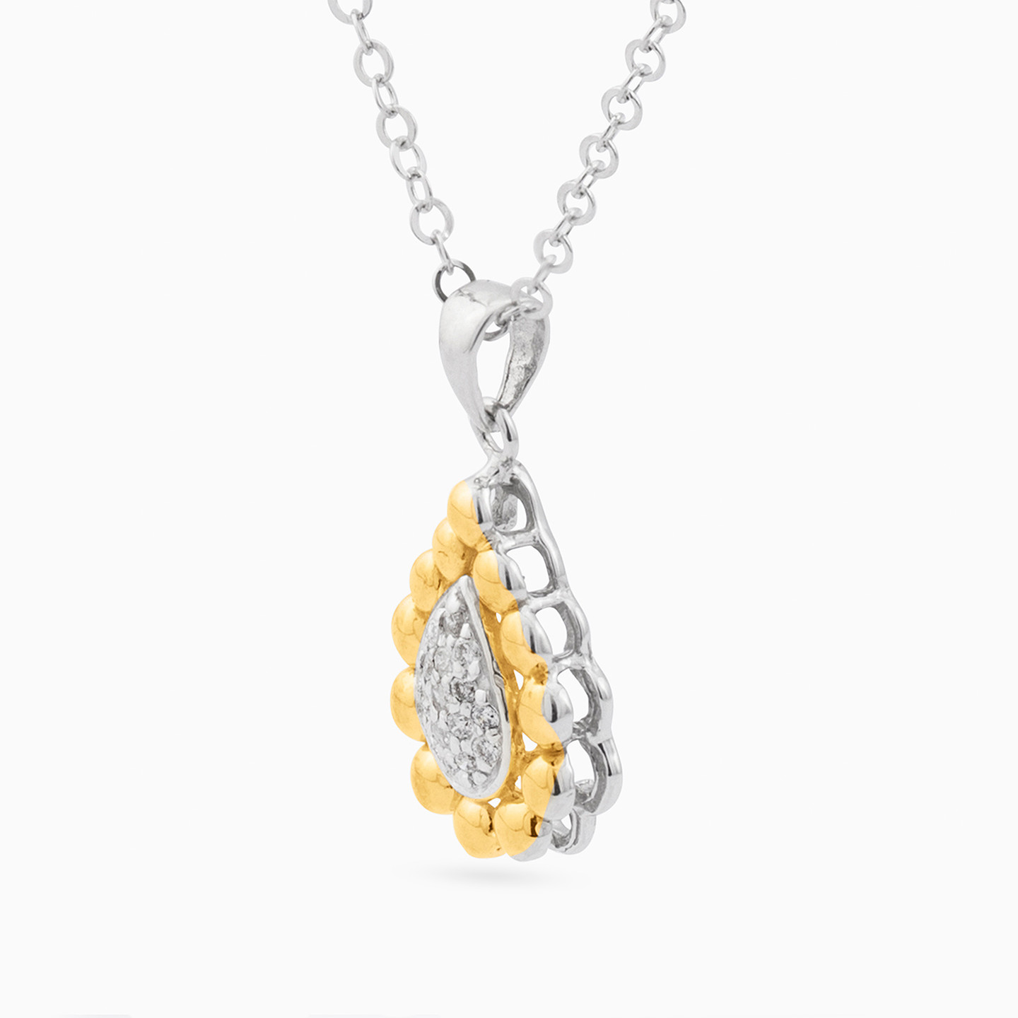 18K Gold Cubic Zirconia Pendant Necklace - 2