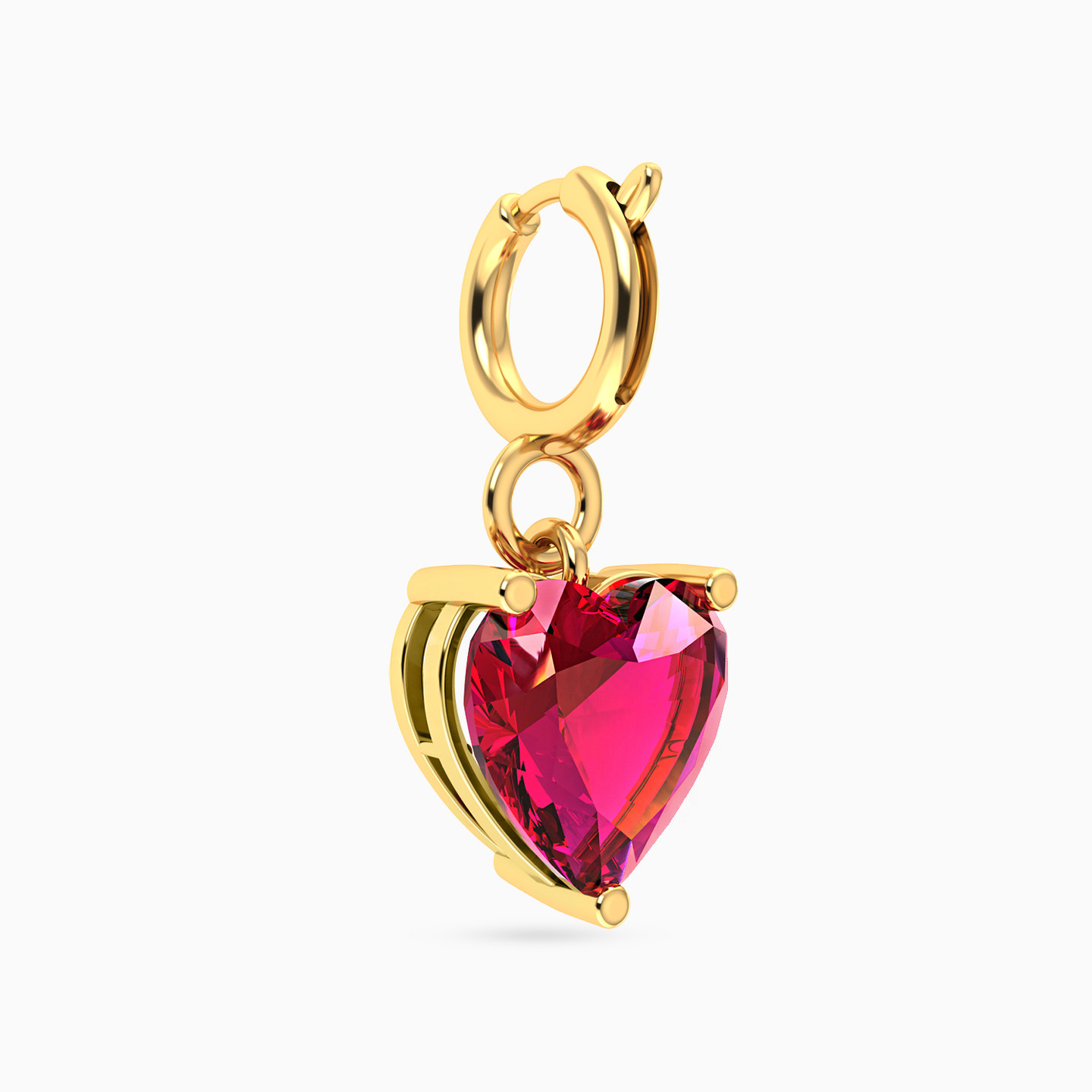 Heart Colored Stone Charm in 18K Gold - 3 Heart Colored Stone Charm in 18K Gold - 3