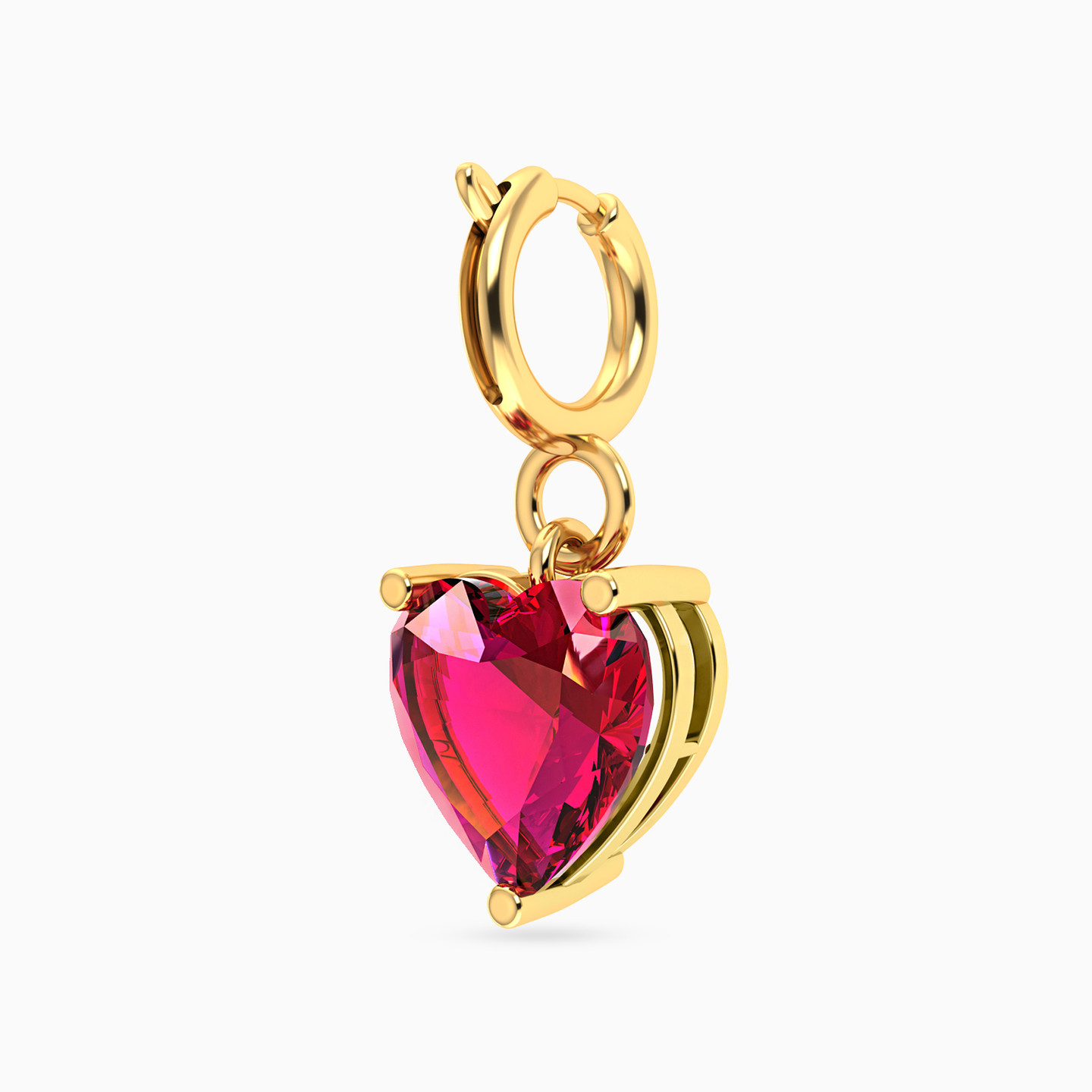 Heart Colored Stone Charm in 18K Gold - 2 Heart Colored Stone Charm in 18K Gold - 2