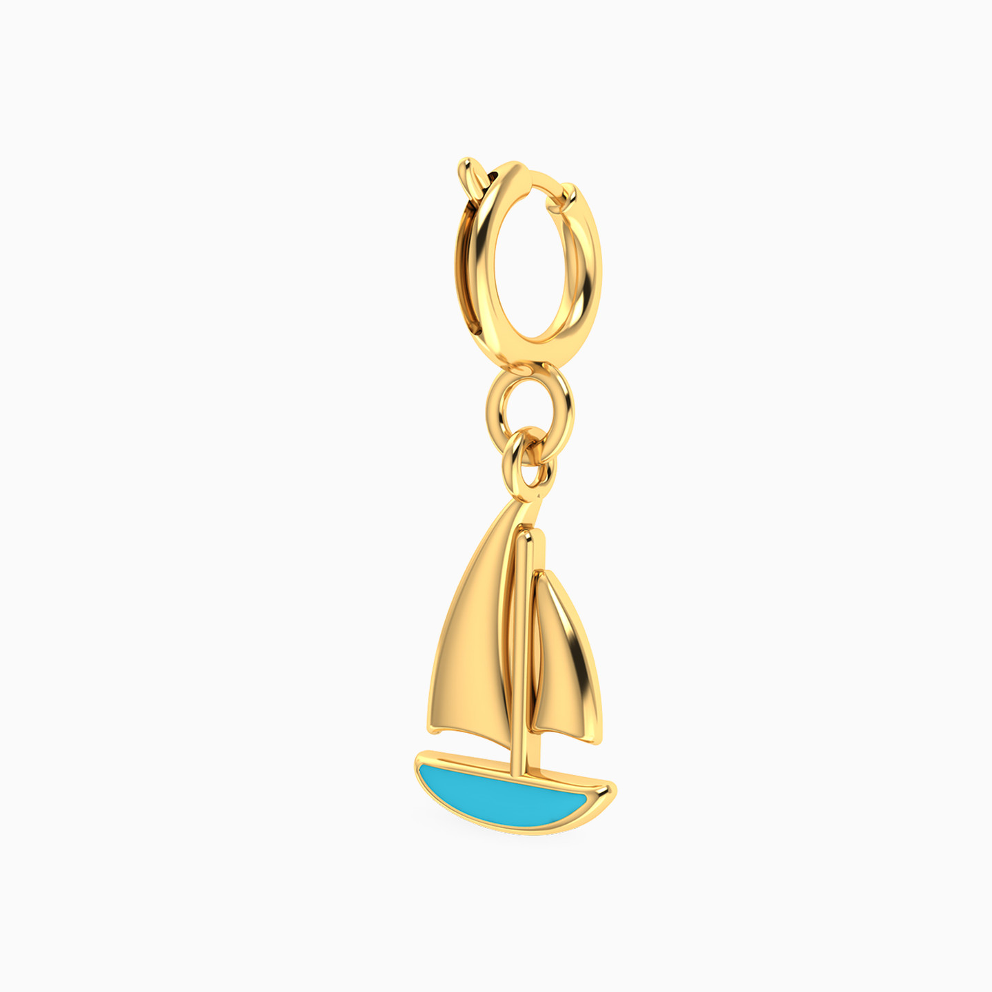 Sailboat Enamel Coated Charm in 18K Gold - 3 Sailboat Enamel Coated Charm in 18K Gold - 3