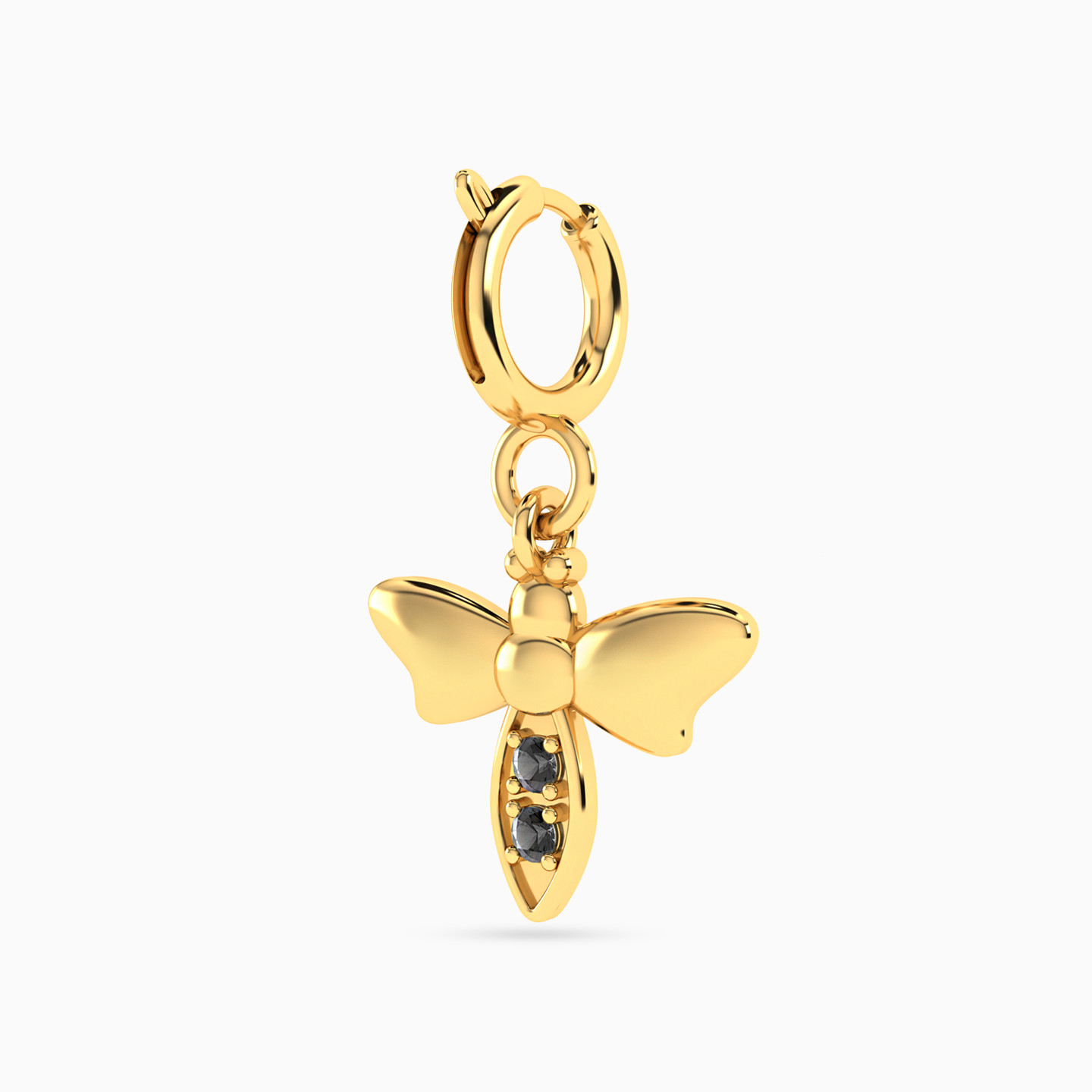 Bee Black Stone Charm in 18K Gold - 2 Bee Black Stone Charm in 18K Gold - 2