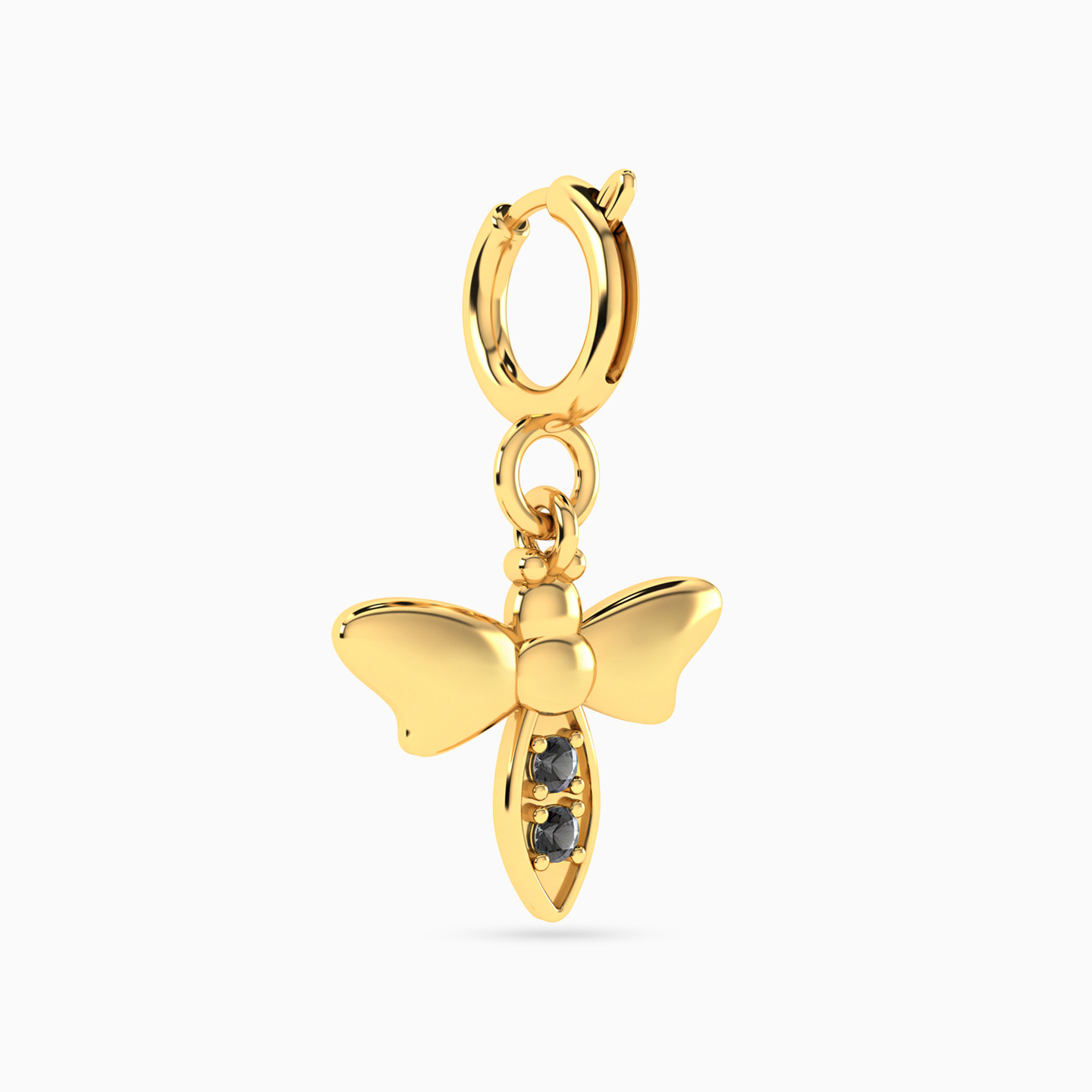 Bee Black Stone Charm in 18K Gold - 3 Bee Black Stone Charm in 18K Gold - 3