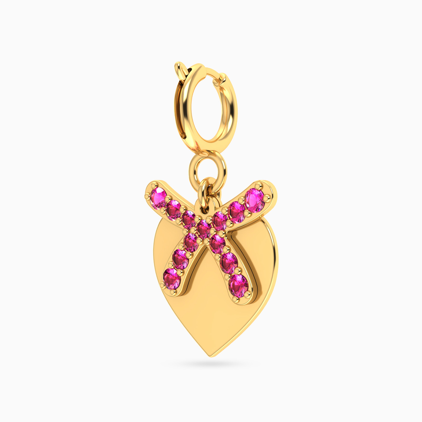 دلاية ذهب قلب عيار 18 قيراط مزينة بحجر وردي - 2 دلاية ذهب قلب عيار 18 قيراط مزينة بحجر وردي - 2