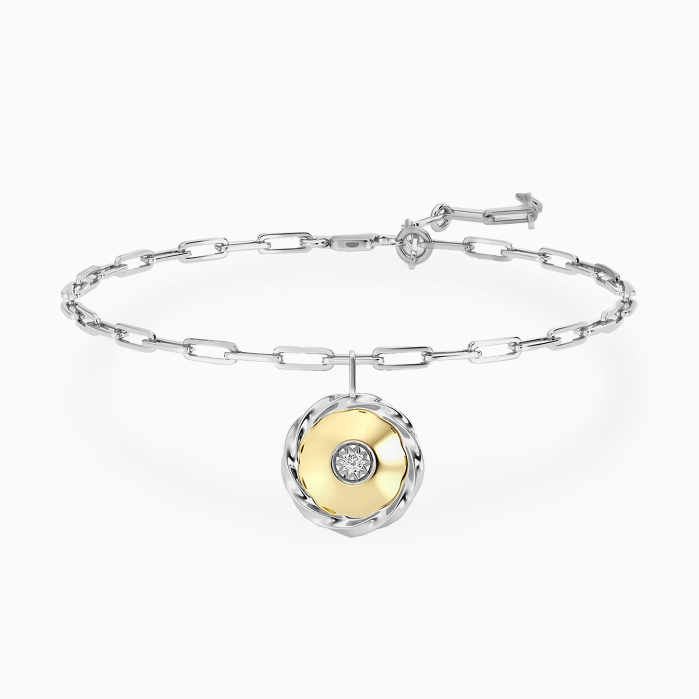 Circle Lab Grown Diamonds Sterling Silver Chain Bracelet Circle Lab Grown Diamonds Sterling Silver Chain Bracelet