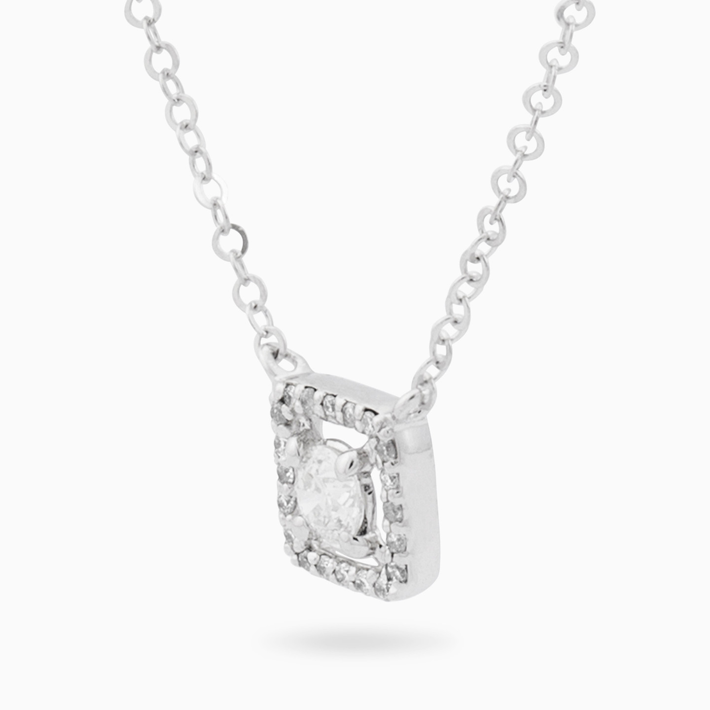 Square Clear Stone Necklace in 18K Gold - 2 Square Clear Stone Necklace in 18K Gold - 2