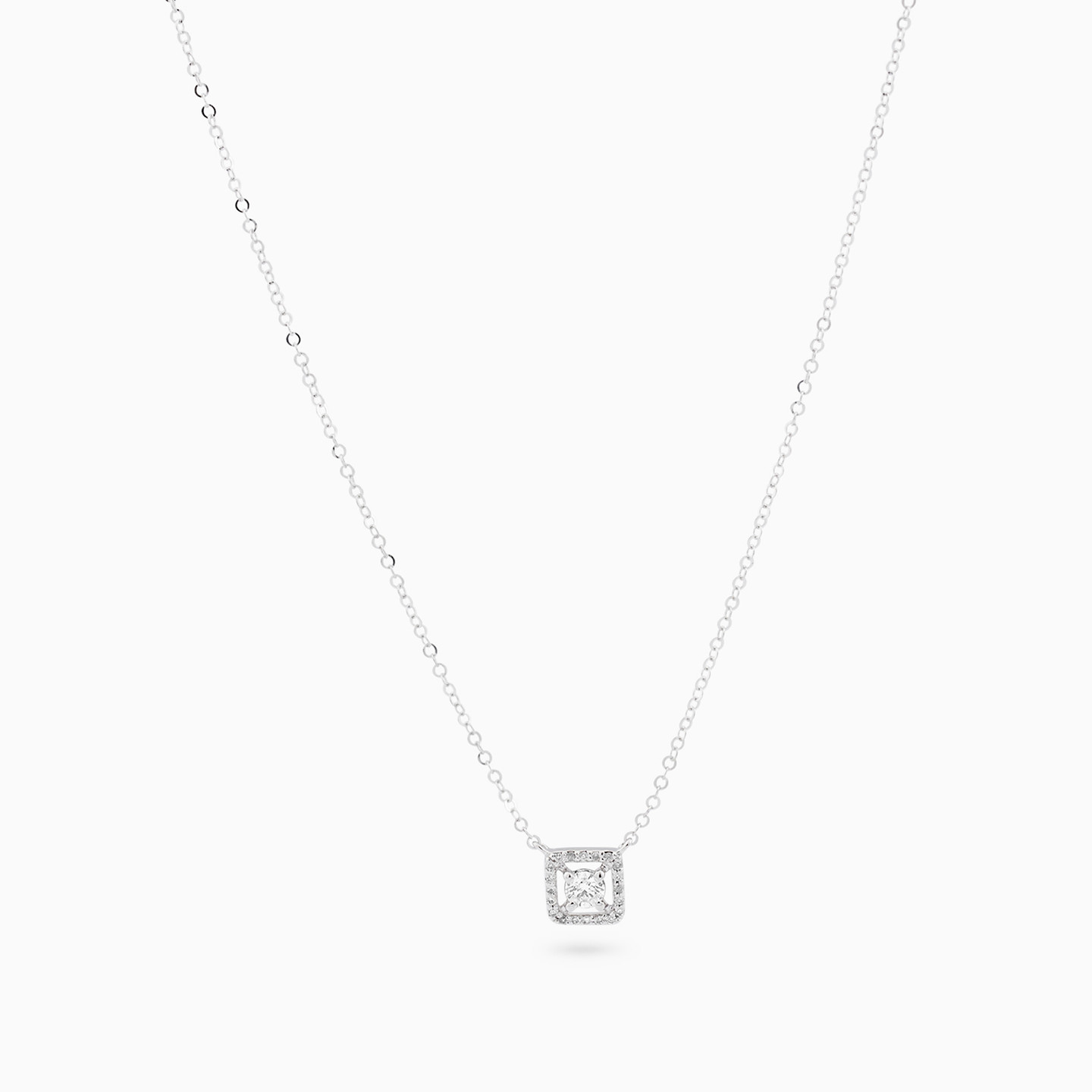 Square Clear Stone Necklace in 18K Gold - 3 Square Clear Stone Necklace in 18K Gold - 3