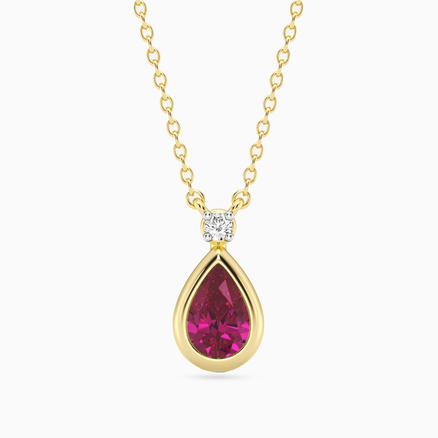Pear Lab Grown Diamonds & Rose Stone Gold Plated Necklace Pear Lab Grown Diamonds & Rose Stone Gold Plated Necklace