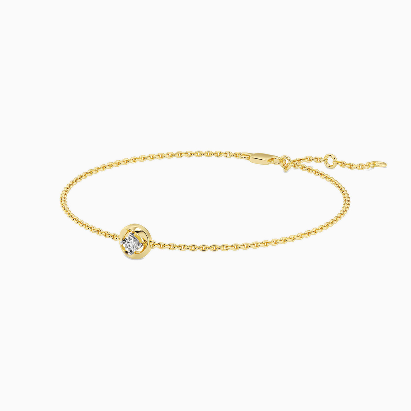 Circle Lab Grown Diamonds Gold Plated Chain Bracelet - 2 Circle Lab Grown Diamonds Gold Plated Chain Bracelet - 2