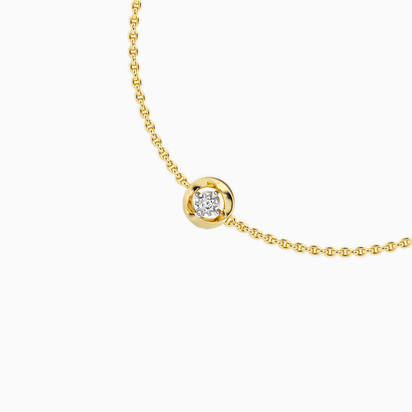 Circle Lab Grown Diamonds Gold Plated Chain Bracelet - 3 Circle Lab Grown Diamonds Gold Plated Chain Bracelet - 3