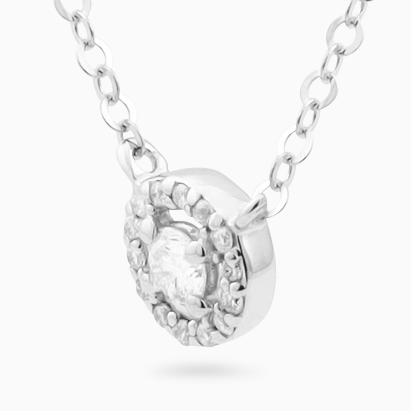 Circle Clear Stone Necklace In 18K Gold - 2 Circle Clear Stone Necklace In 18K Gold - 2