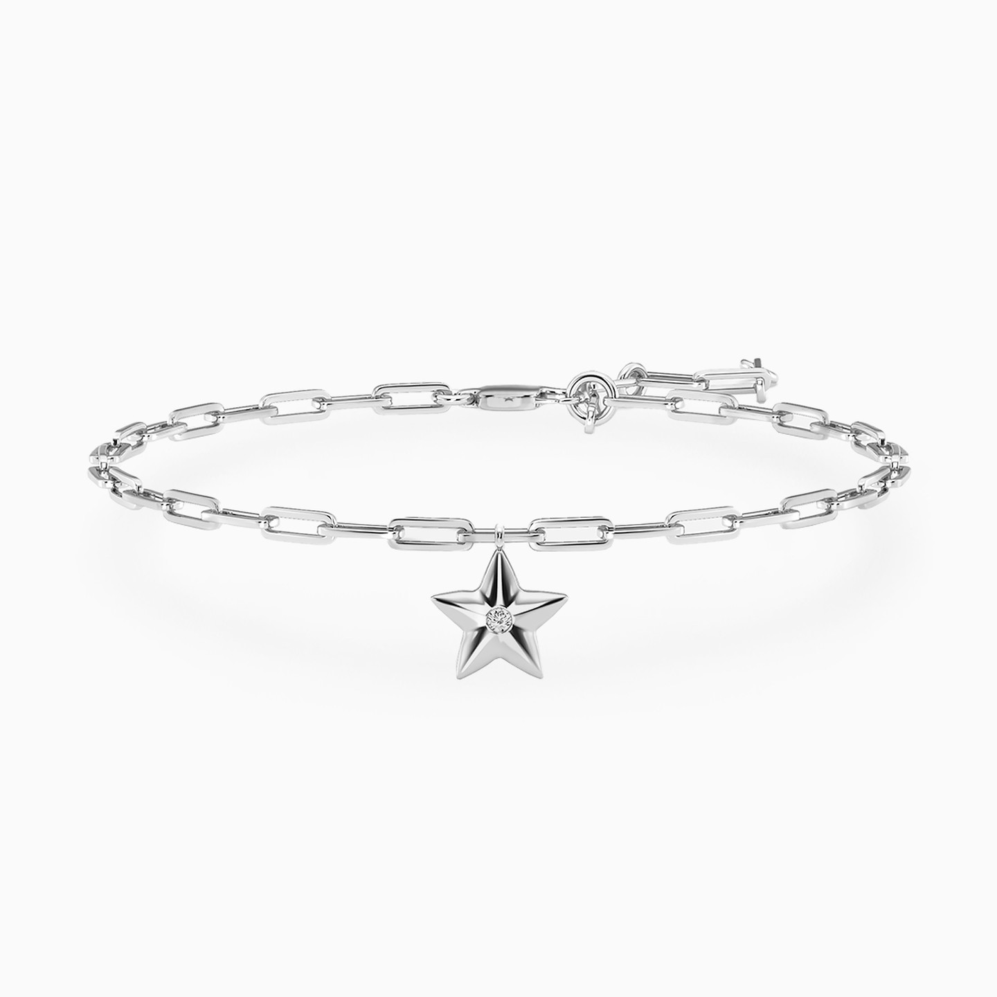 Star Lab Grown Diamonds Sterling Silver Chain Bracelet Star Lab Grown Diamonds Sterling Silver Chain Bracelet