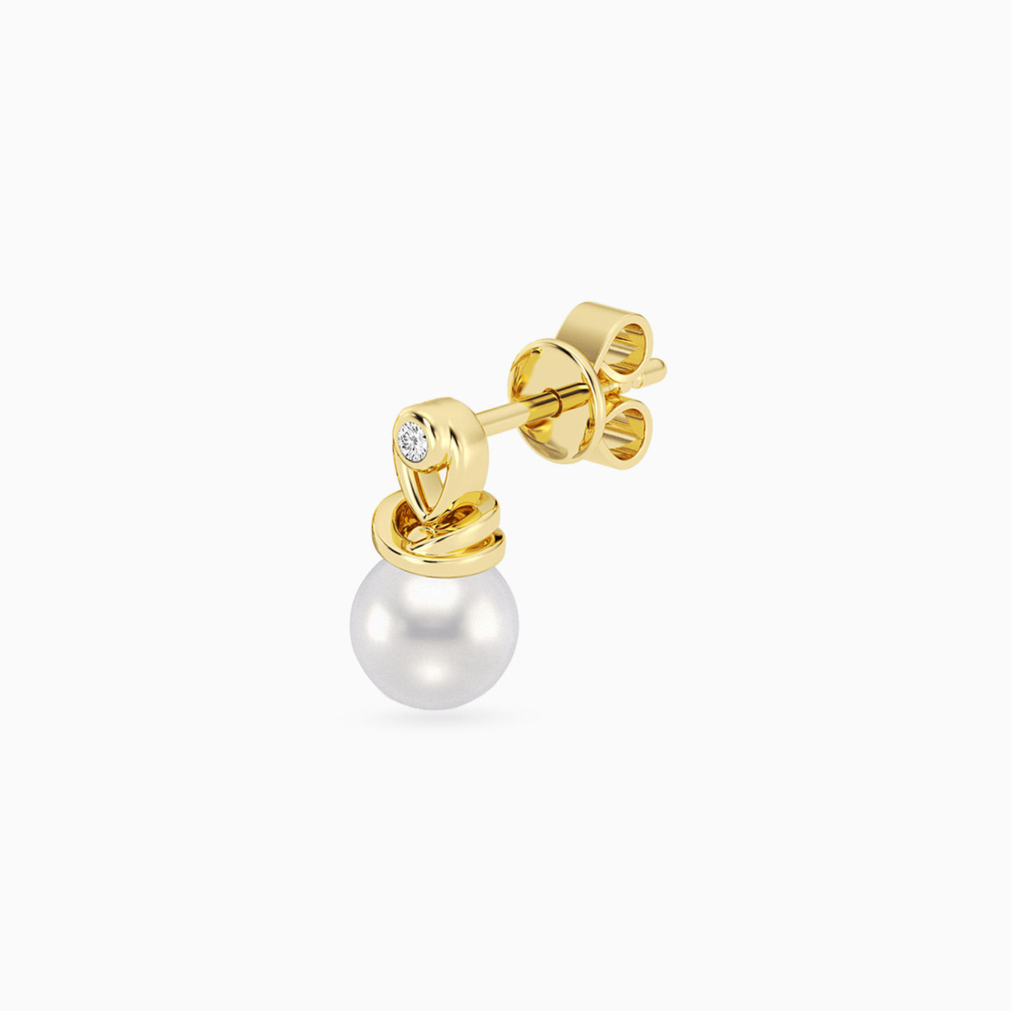 Circle Lab Grown Diamonds & Pearl Gold Plated Stud Earrings - 3 Circle Lab Grown Diamonds & Pearl Gold Plated Stud Earrings - 3