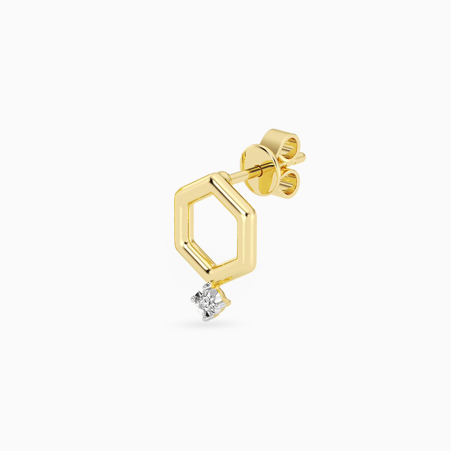 Hexagon Lab Grown Diamonds Gold Plated Stud Earrings - 4 Hexagon Lab Grown Diamonds Gold Plated Stud Earrings - 4