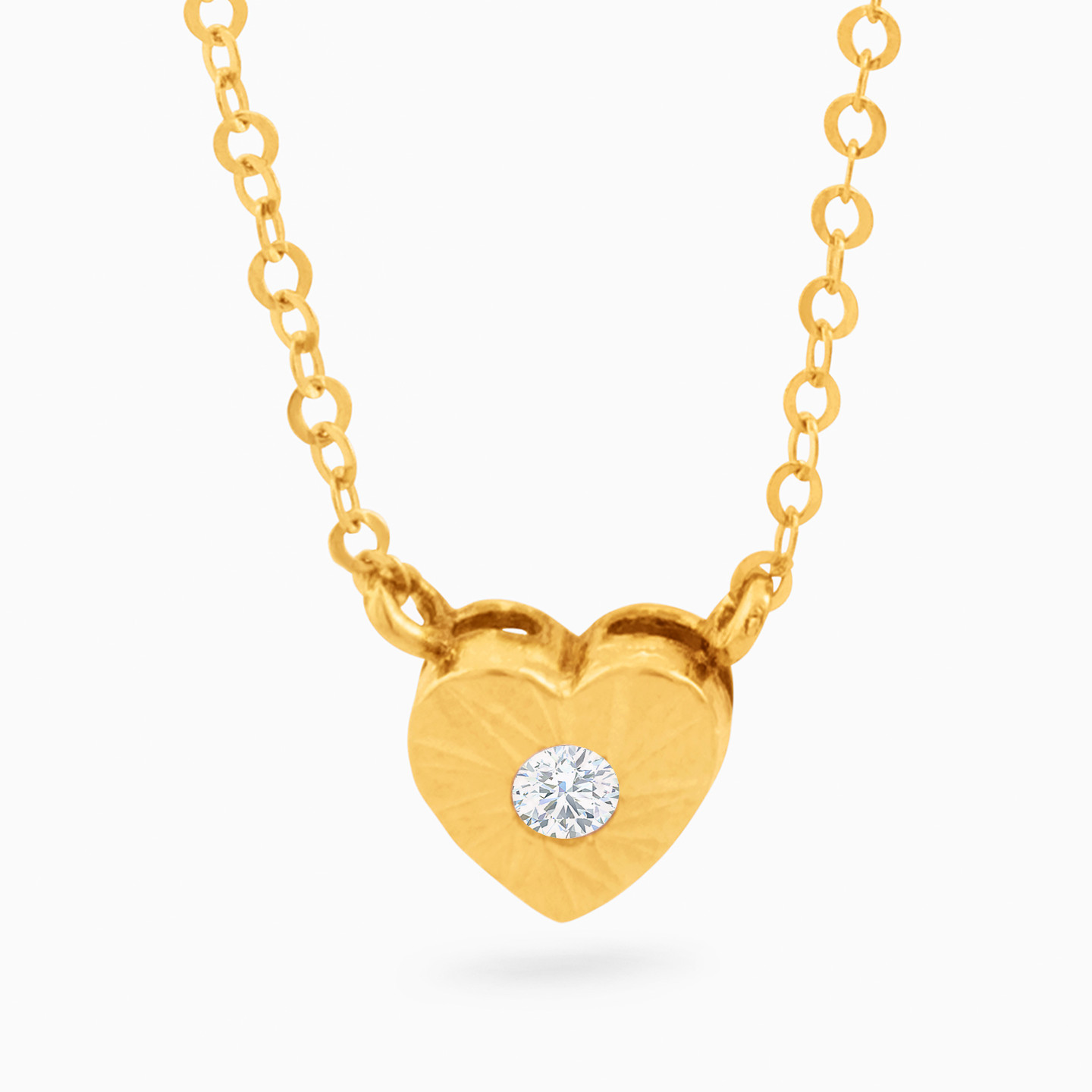 18K Gold Cubic Zirconia Pendant Necklace