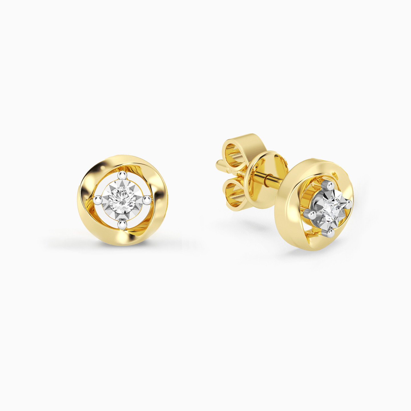 Circle Lab Grown Diamonds Gold Plated Stud Earrings Circle Lab Grown Diamonds Gold Plated Stud Earrings
