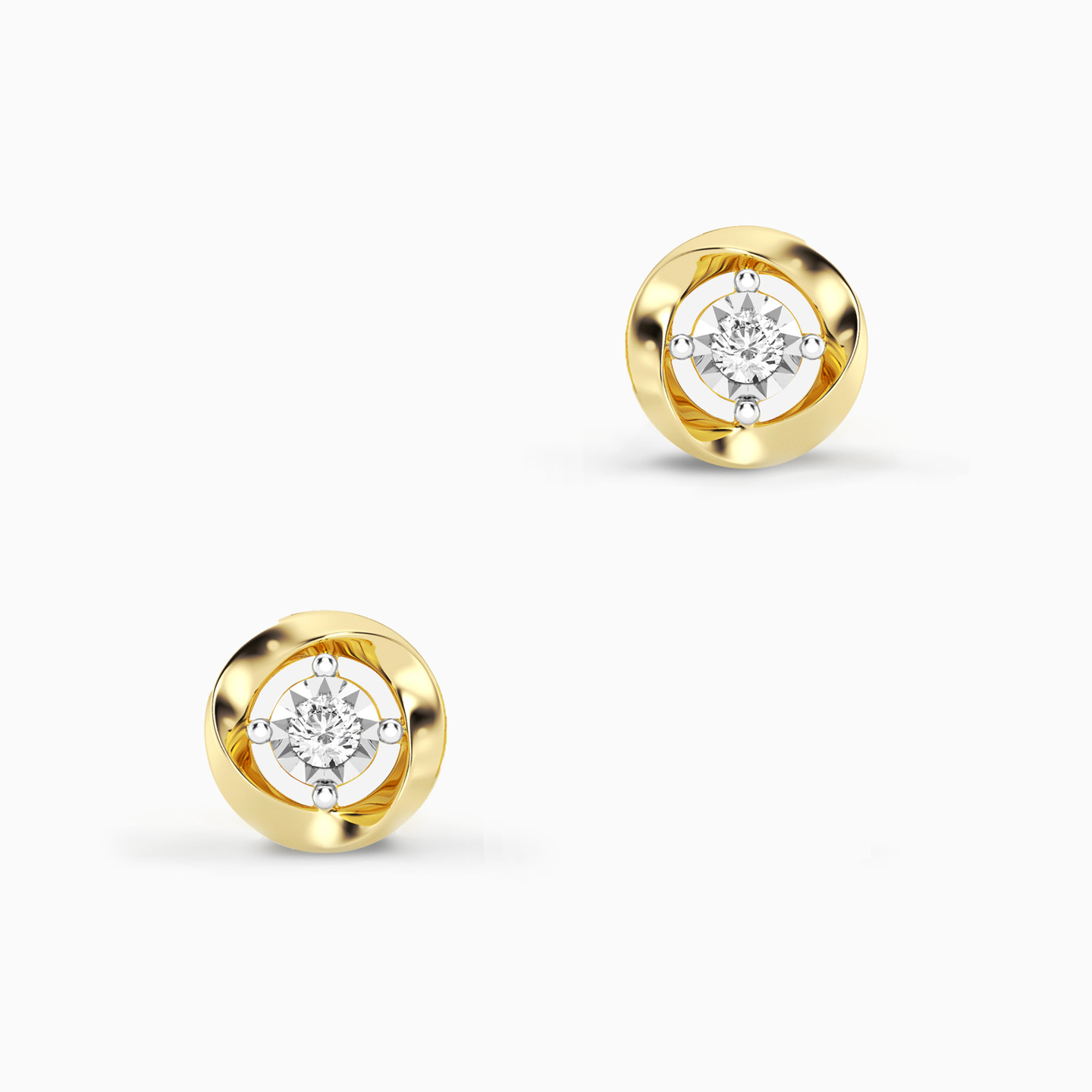 Circle Lab Grown Diamonds Gold Plated Stud Earrings - 2 Circle Lab Grown Diamonds Gold Plated Stud Earrings - 2