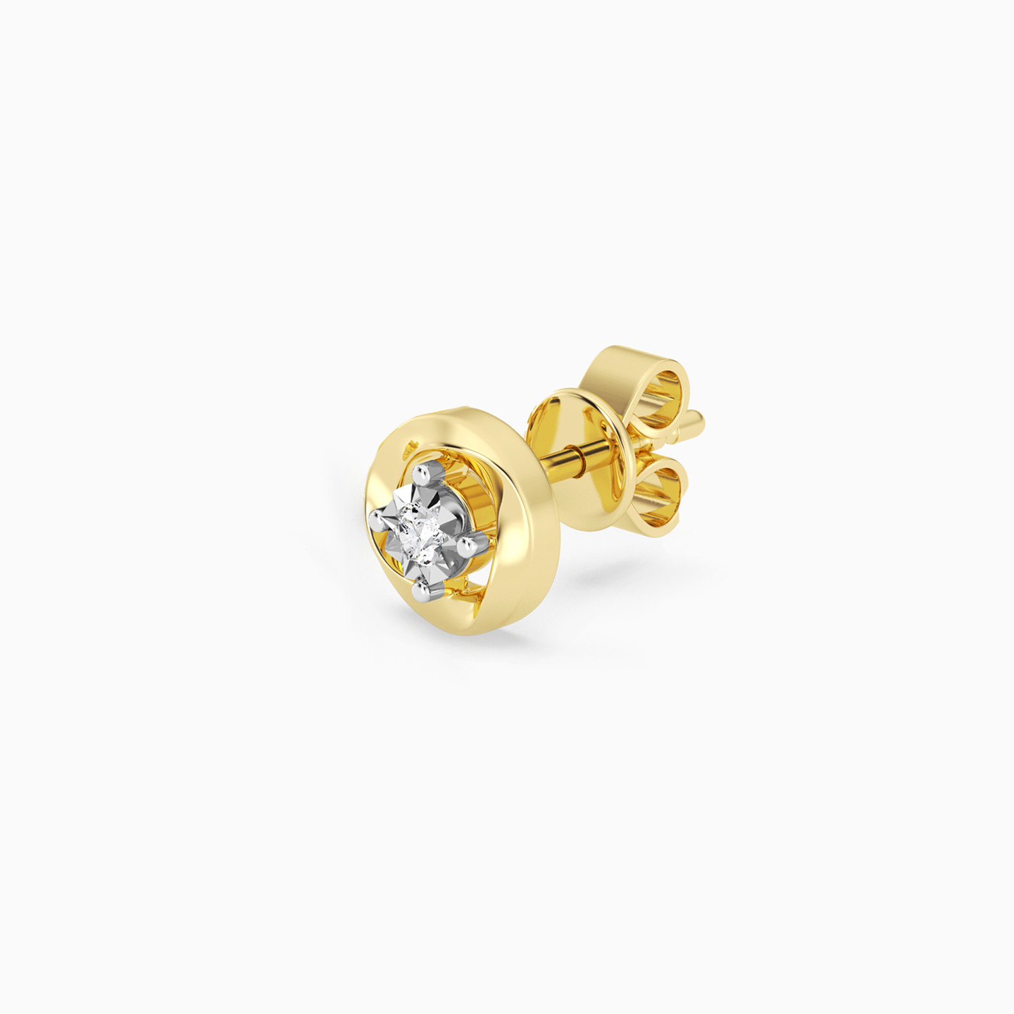 Circle Lab Grown Diamonds Gold Plated Stud Earrings - 3 Circle Lab Grown Diamonds Gold Plated Stud Earrings - 3