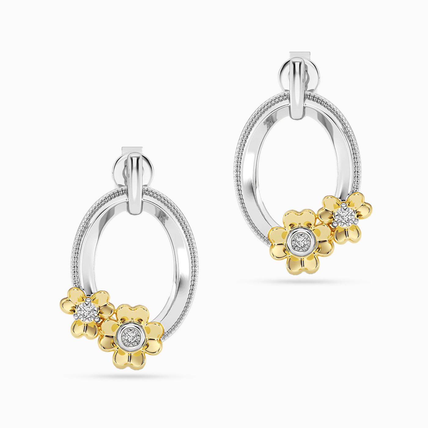 Circle Lab Grown Diamonds Sterling Silver Stud Earrings - 2 Circle Lab Grown Diamonds Sterling Silver Stud Earrings - 2