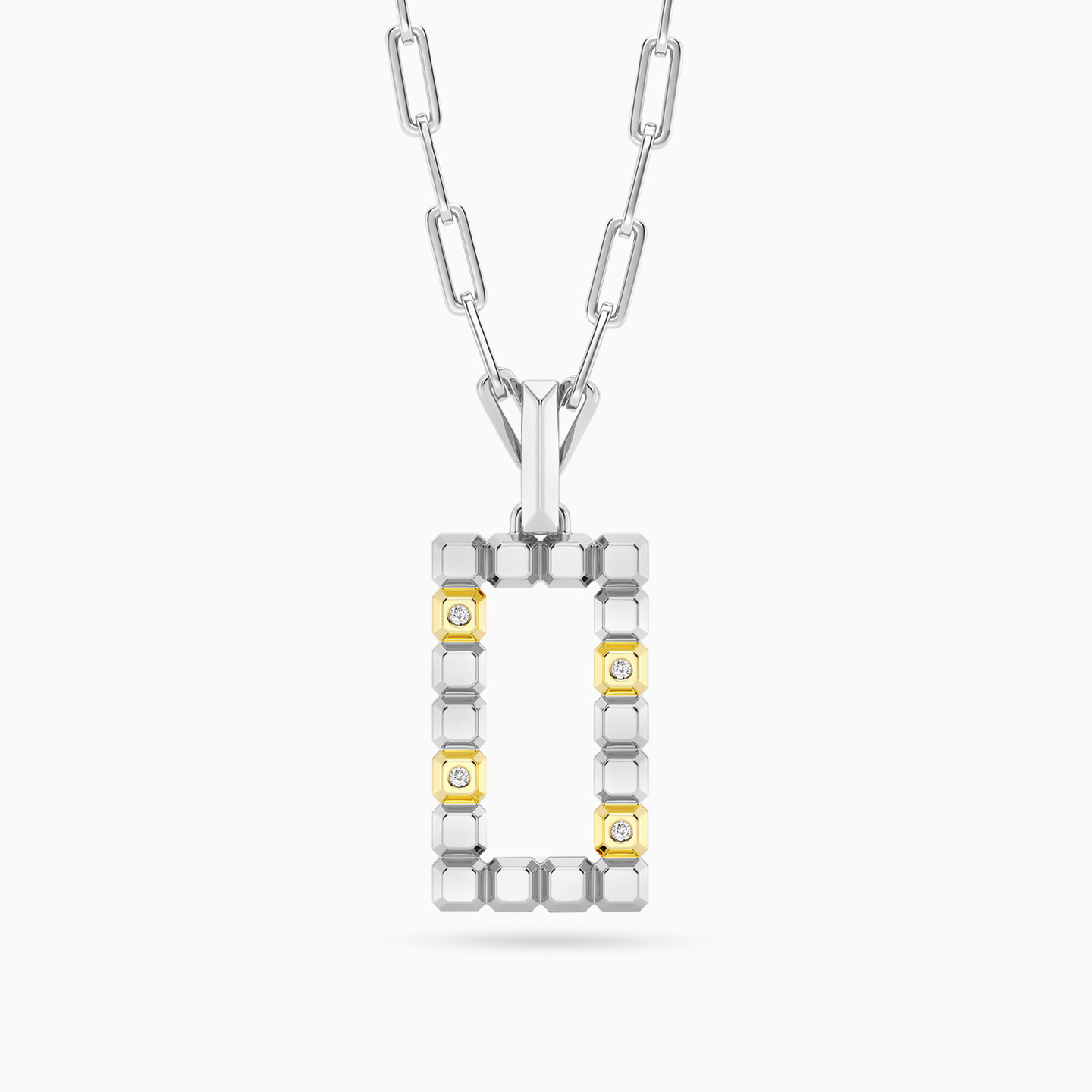 سلسلة فضة إسترليني مستطيلة مزينة بألماس مختبرات سلسلة فضة إسترليني مستطيلة مزينة بألماس مختبرات