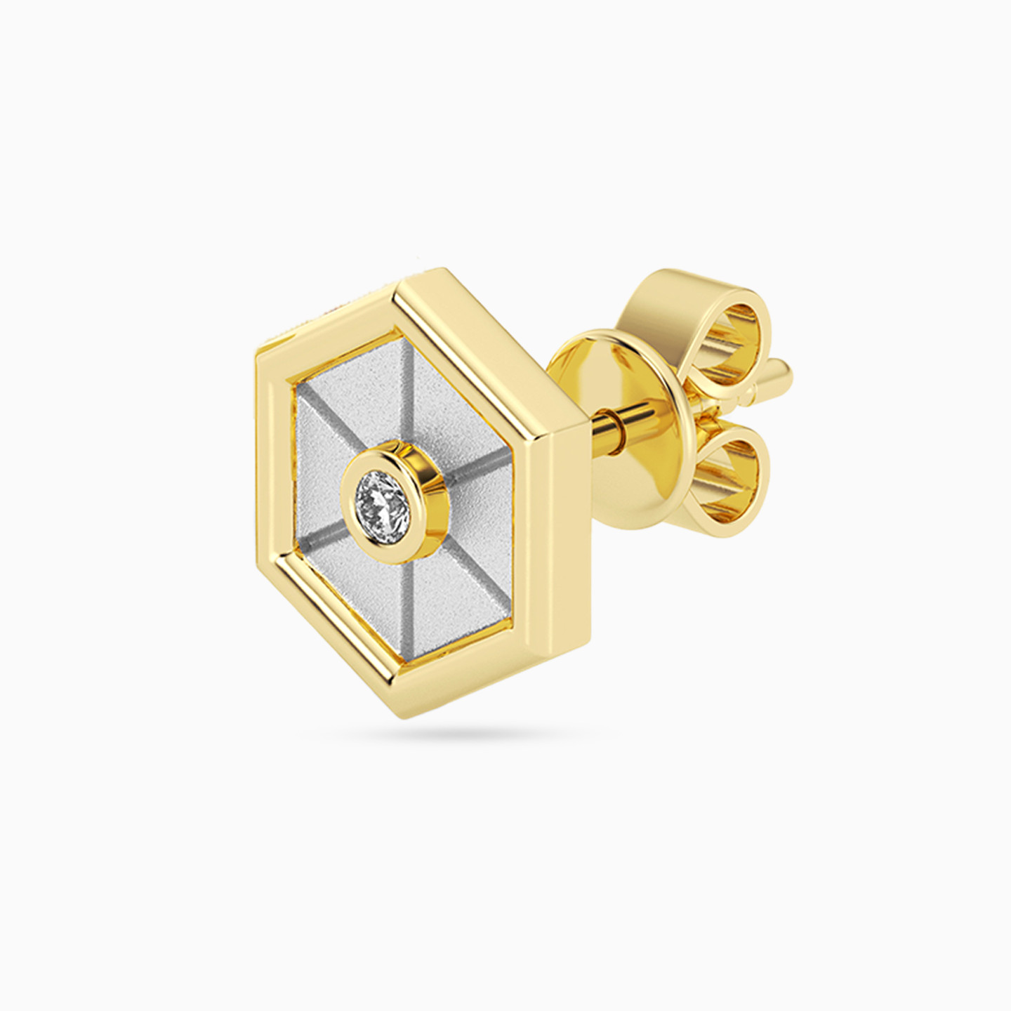 Hexagon Lab Grown Diamonds Gold Plated Stud Earrings - 4 Hexagon Lab Grown Diamonds Gold Plated Stud Earrings - 4