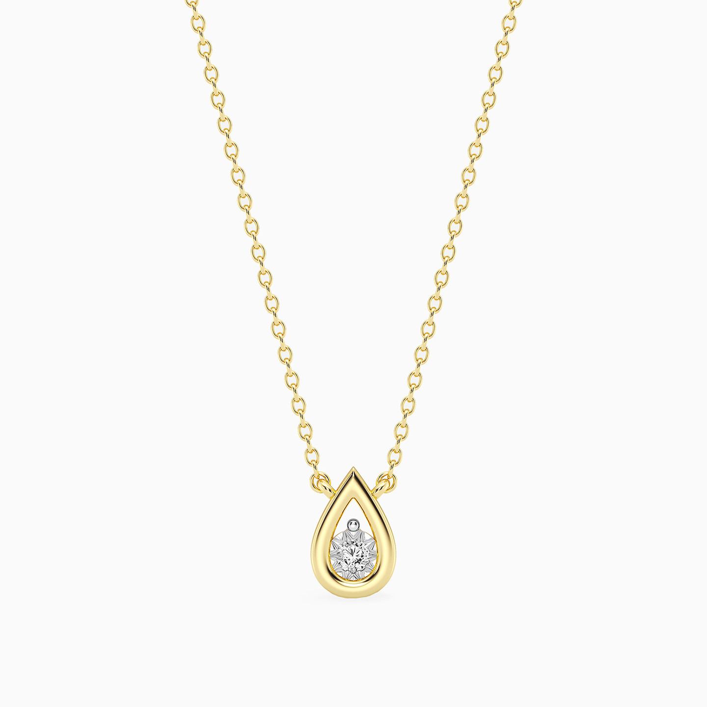 سلسلة مطلية بالذهب شكل قطرة مزينة بألماس مختبرات - 3 سلسلة مطلية بالذهب شكل قطرة مزينة بألماس مختبرات - 3