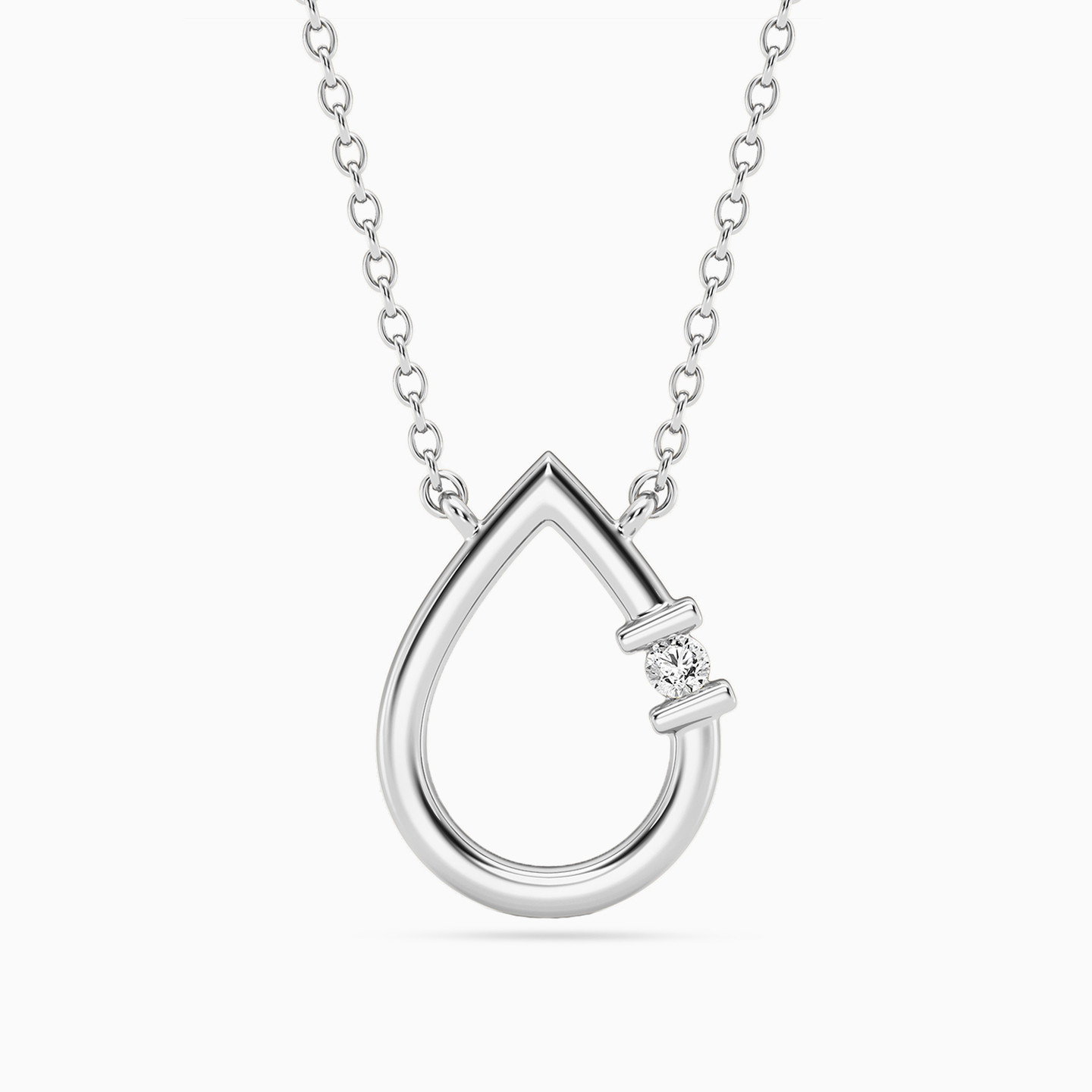 Pear Lab Grown Diamonds Sterling Silver Necklace Pear Lab Grown Diamonds Sterling Silver Necklace