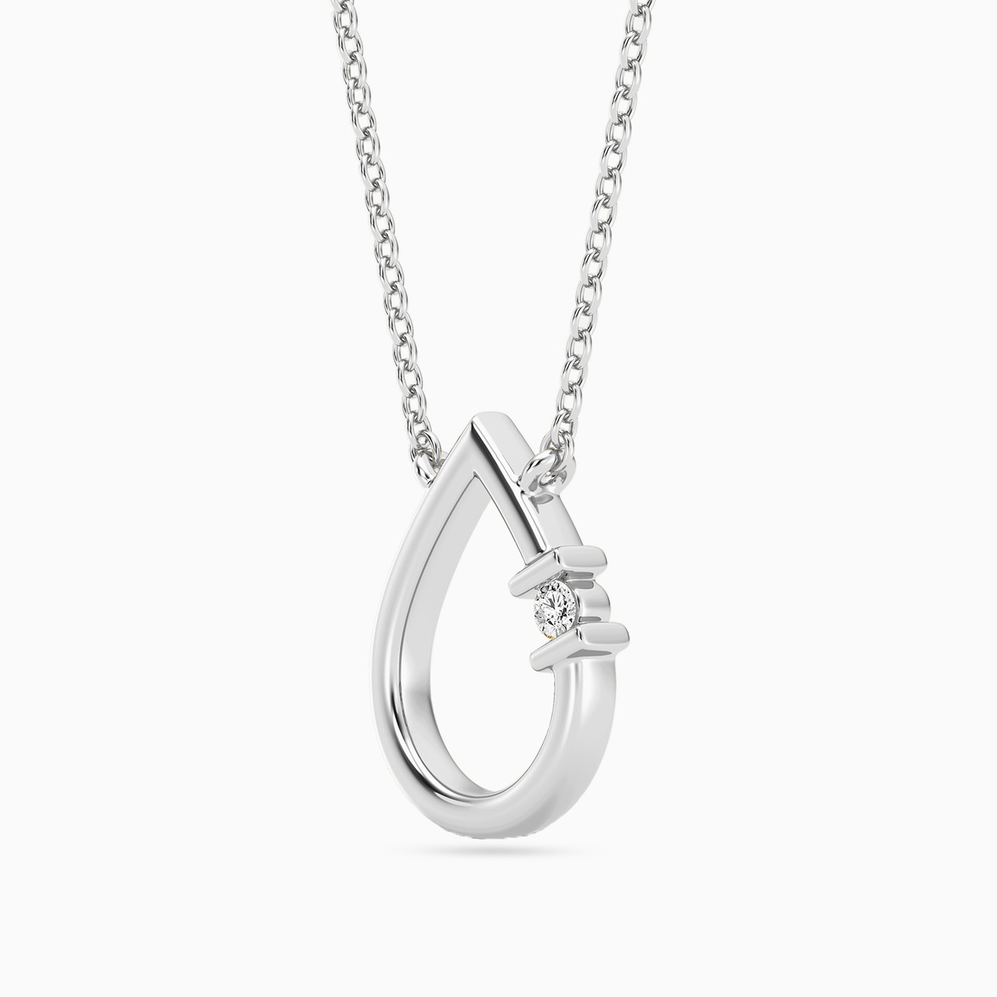 Pear Lab Grown Diamonds Sterling Silver Necklace - 2 Pear Lab Grown Diamonds Sterling Silver Necklace - 2
