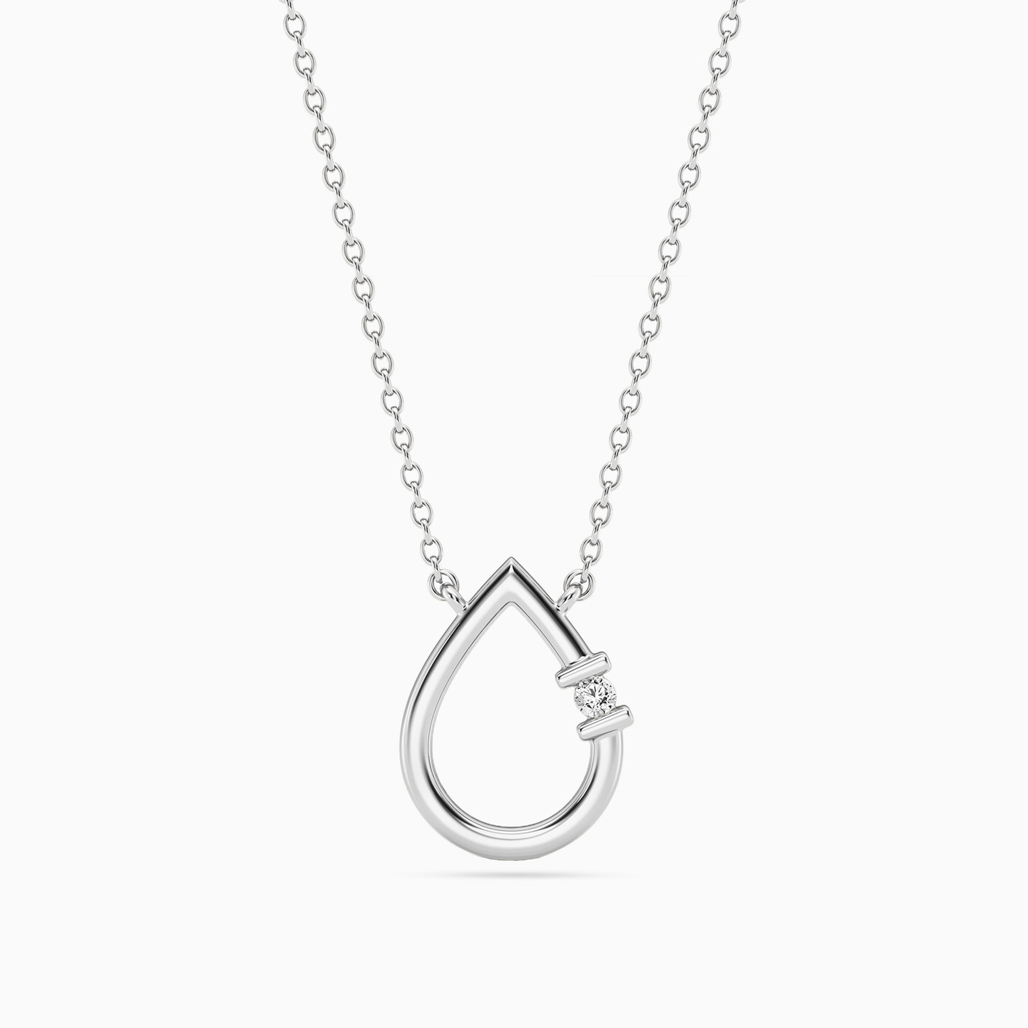 Pear Lab Grown Diamonds Sterling Silver Necklace - 3 Pear Lab Grown Diamonds Sterling Silver Necklace - 3
