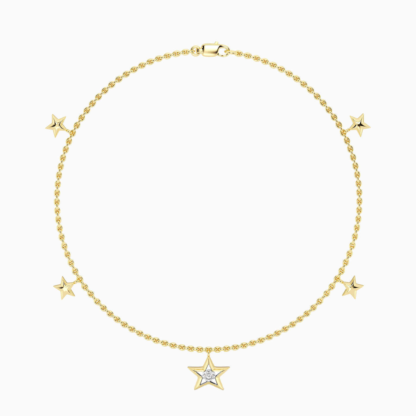 Star Lab Grown Diamonds Gold Plated Chain Anklet Star Lab Grown Diamonds Gold Plated Chain Anklet
