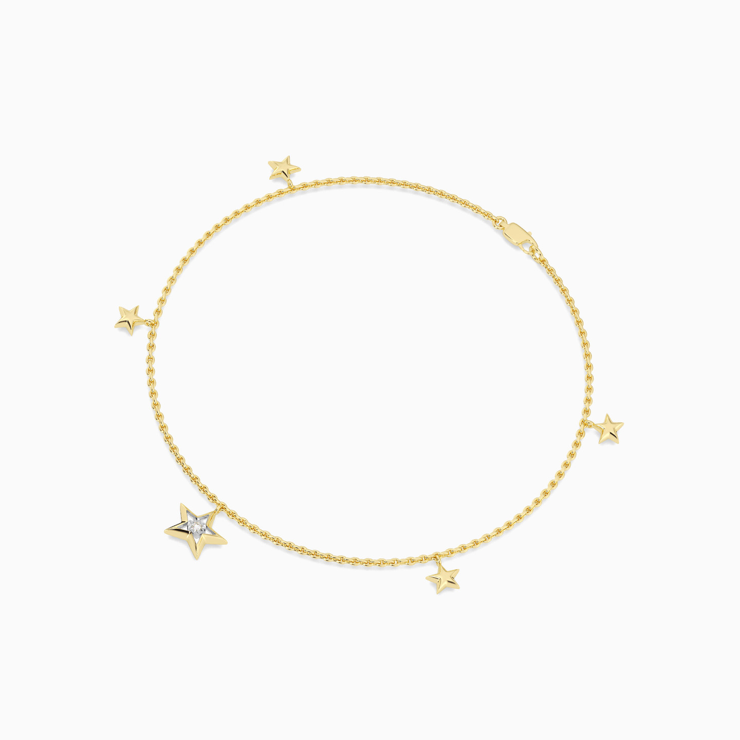 Star Lab Grown Diamonds Gold Plated Chain Anklet - 2 Star Lab Grown Diamonds Gold Plated Chain Anklet - 2