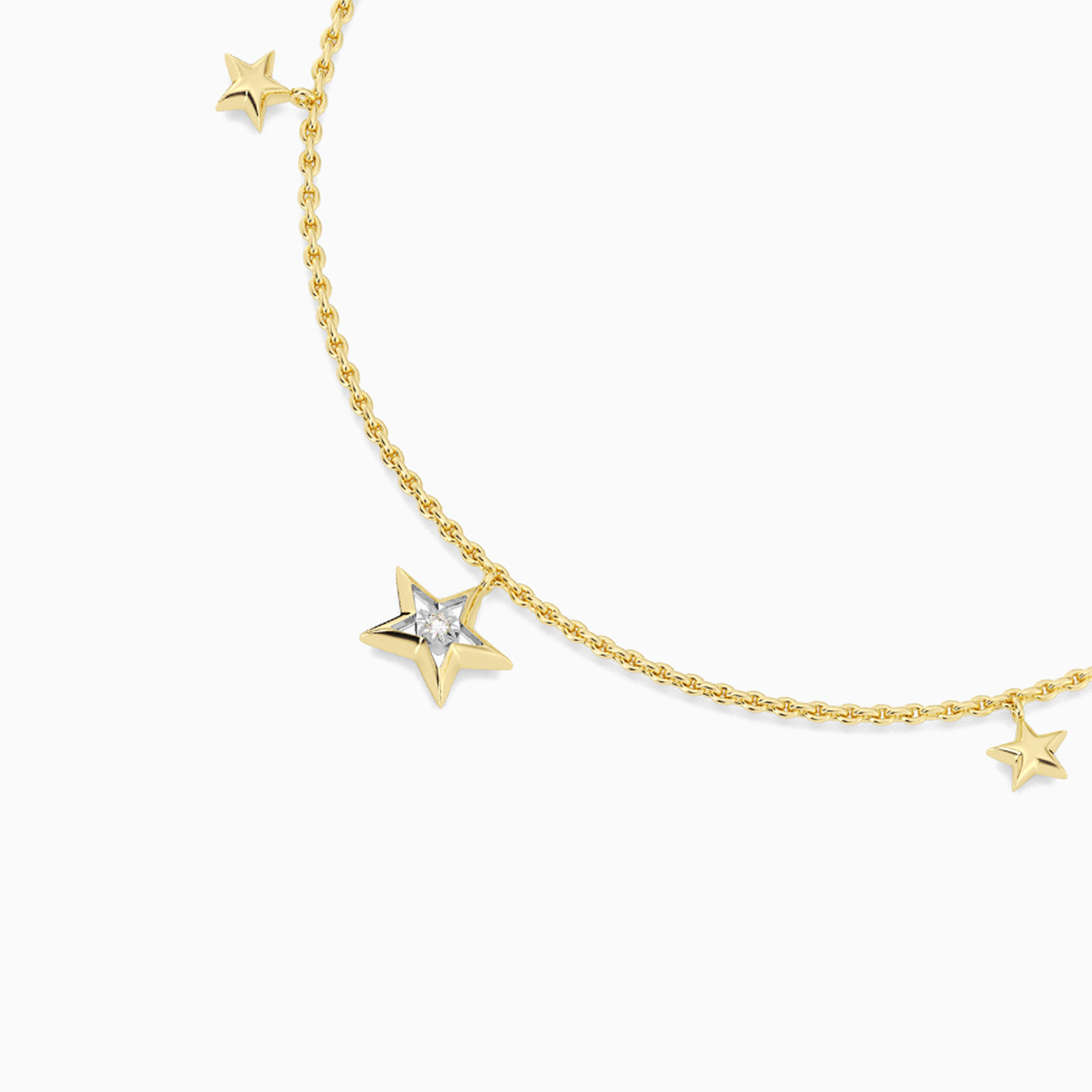 Star Lab Grown Diamonds Gold Plated Chain Anklet - 3 Star Lab Grown Diamonds Gold Plated Chain Anklet - 3