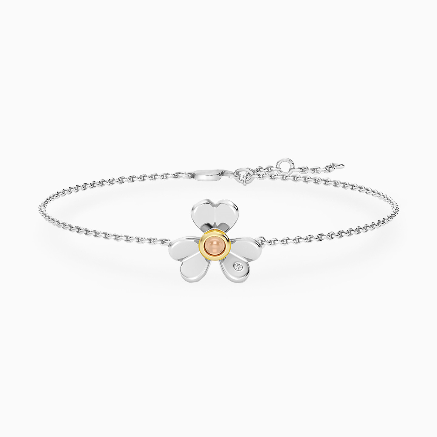 Flower Lab Grown Diamonds Sterling Silver Chain Bracelet Flower Lab Grown Diamonds Sterling Silver Chain Bracelet