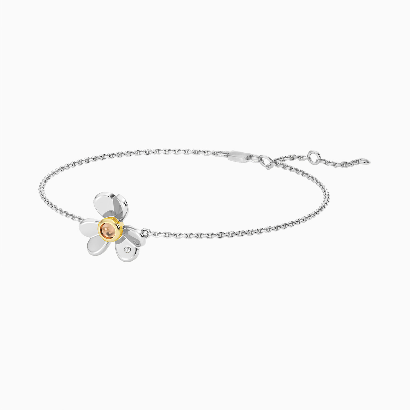 Flower Lab Grown Diamonds Sterling Silver Chain Bracelet - 2 Flower Lab Grown Diamonds Sterling Silver Chain Bracelet - 2