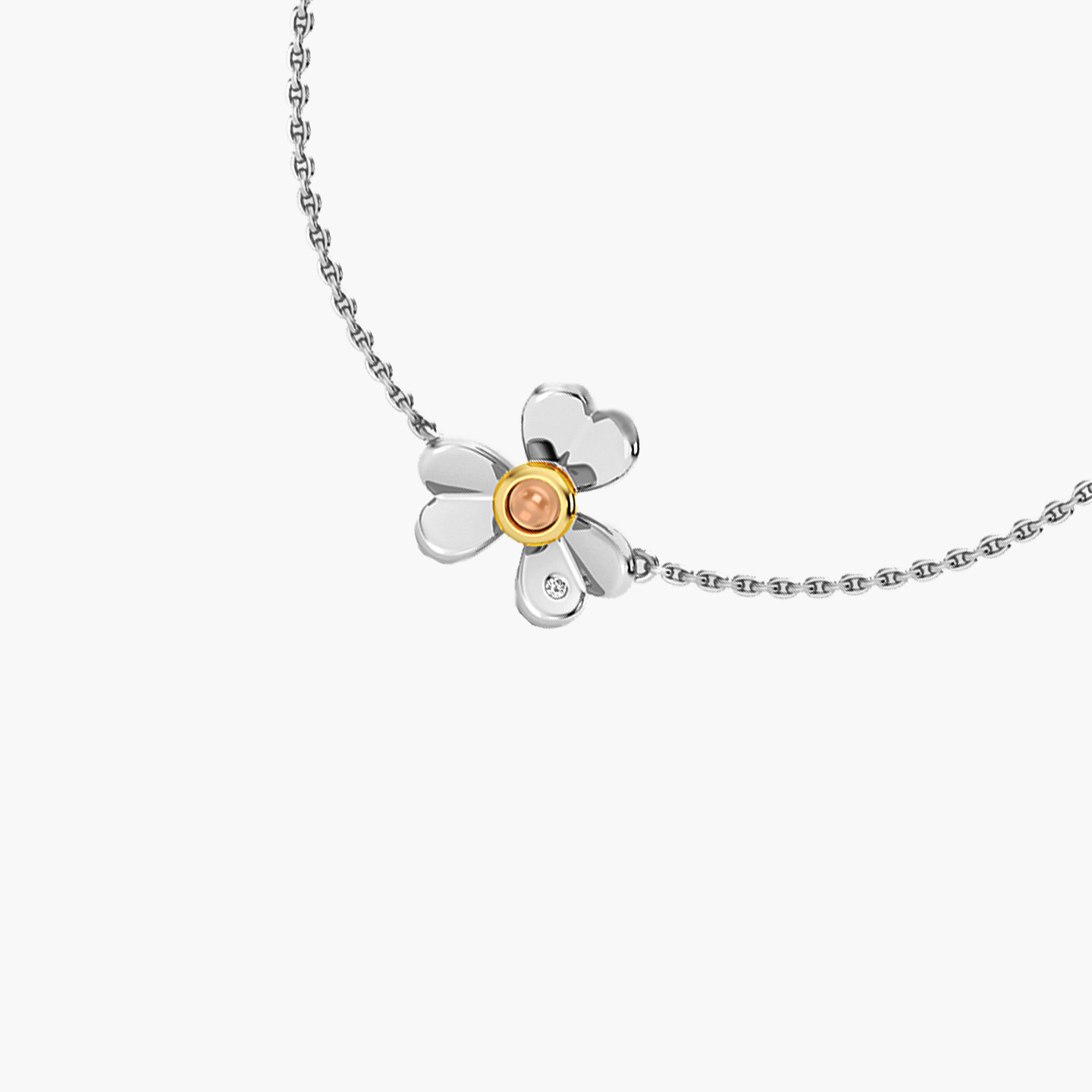 Flower Lab Grown Diamonds Sterling Silver Chain Bracelet - 3 Flower Lab Grown Diamonds Sterling Silver Chain Bracelet - 3