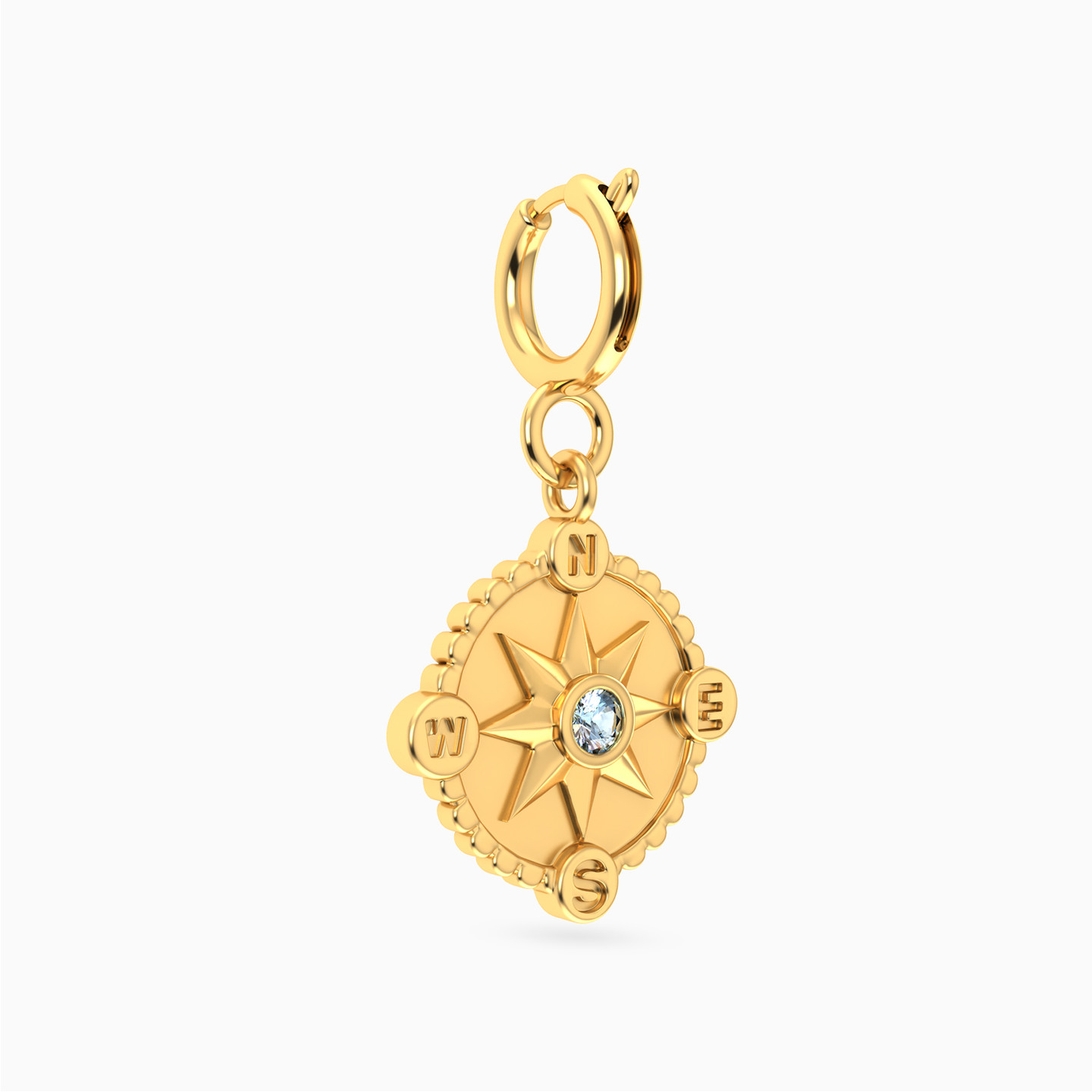 Compass Colored Stones Charm in 18K Gold - 3 Compass Colored Stones Charm in 18K Gold - 3